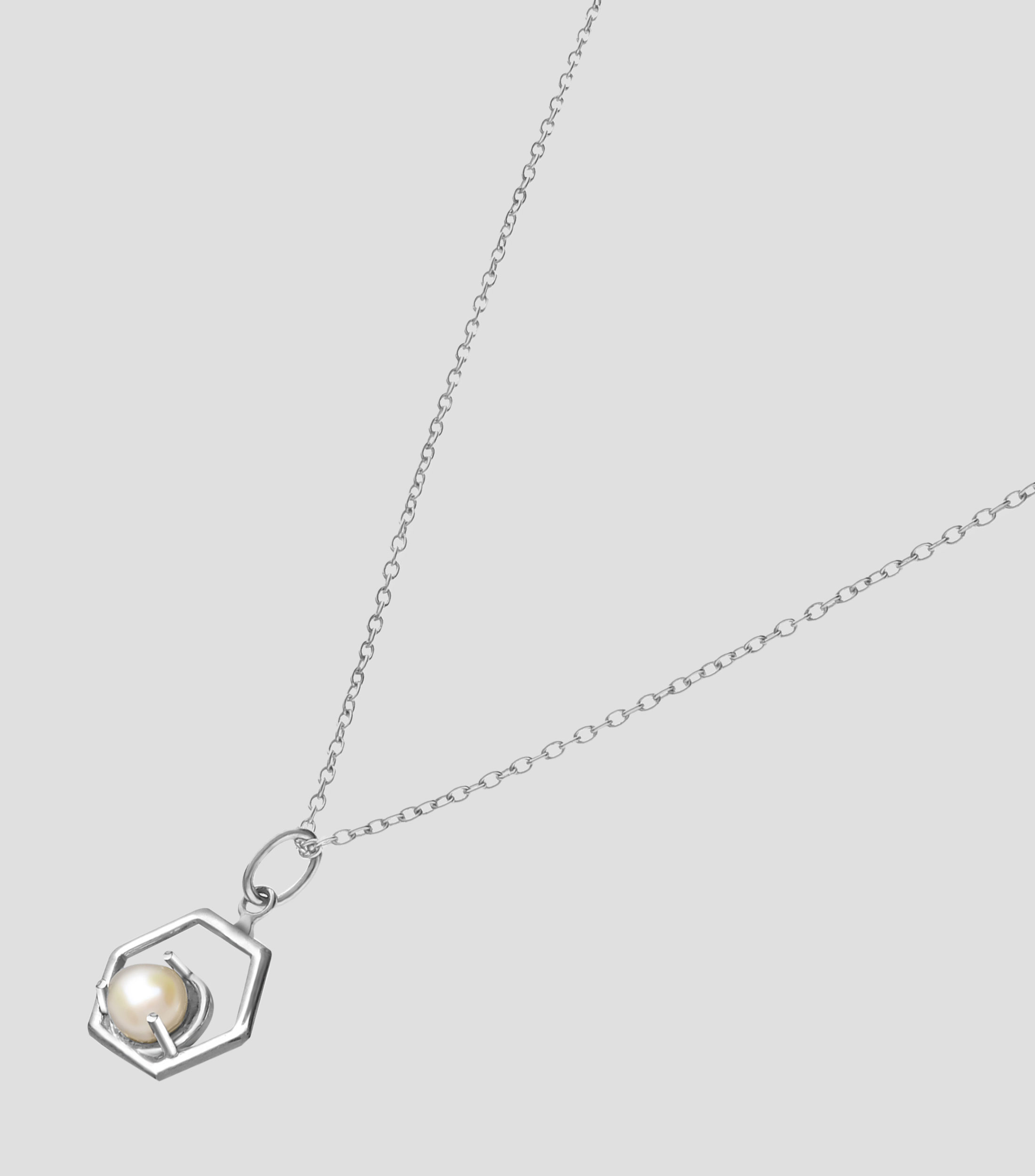 Dije Hexágono en Plata .925 con Perla Mujer