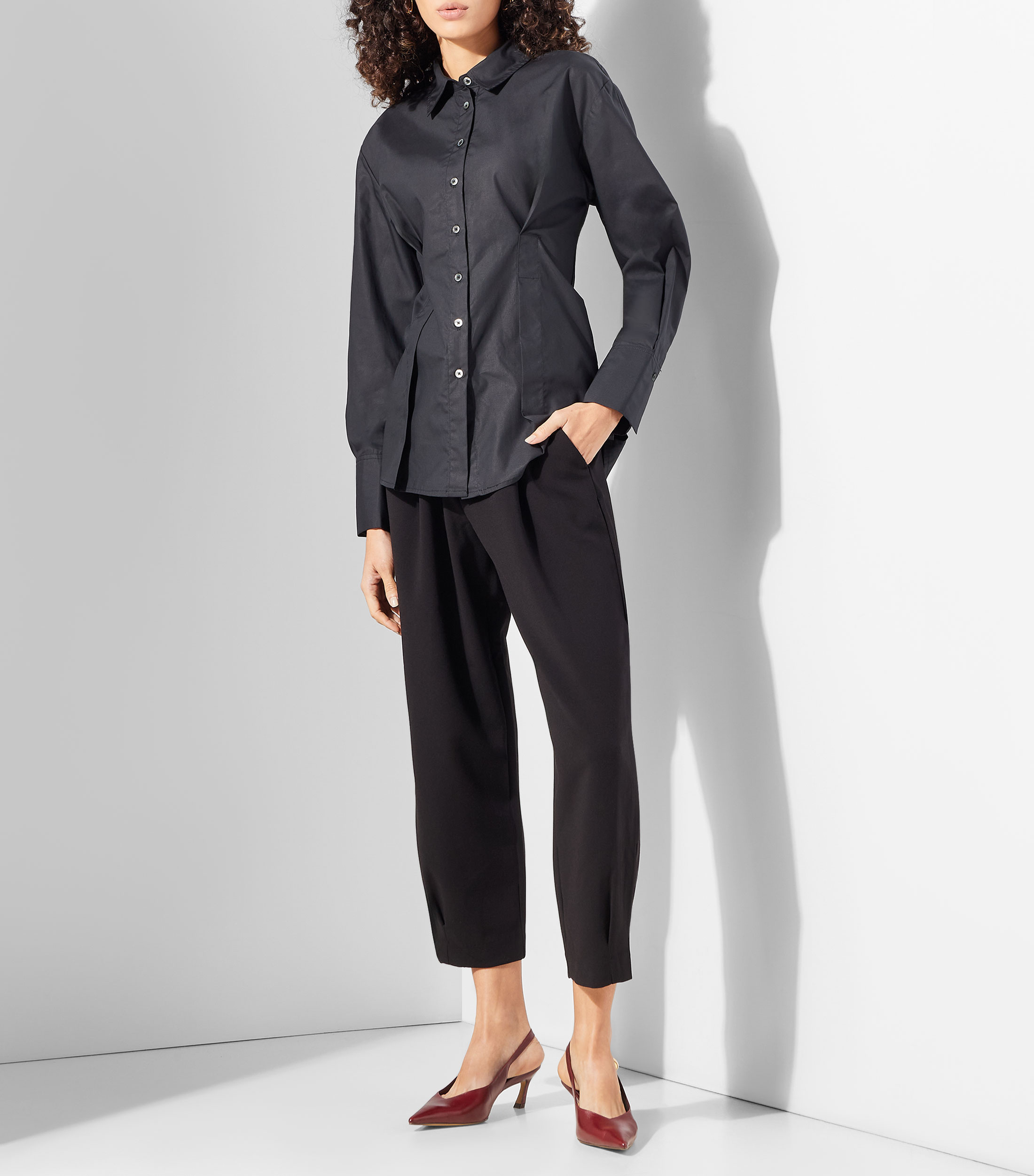 Camisa lisa manga larga Mujer
