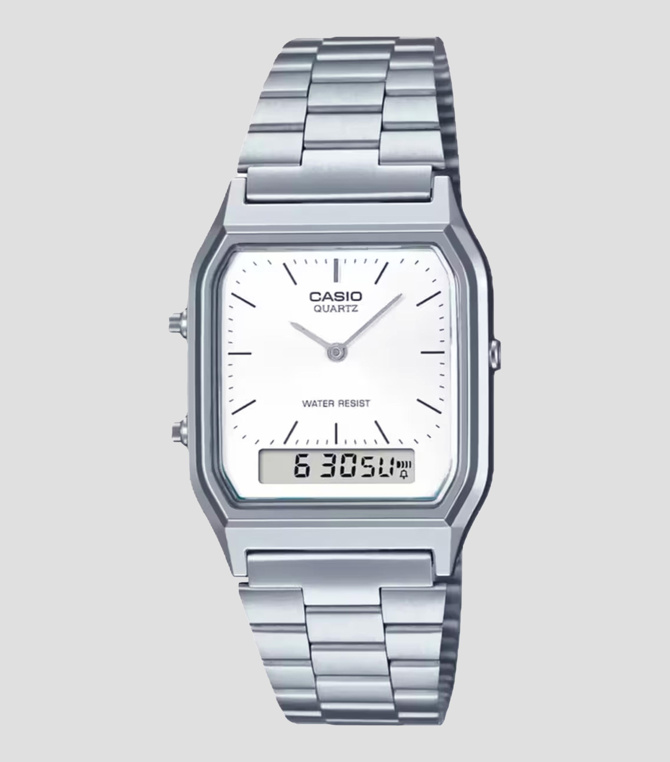 Reloj Unisex Casio Vintage Clásico Casual Plateado, Plateado