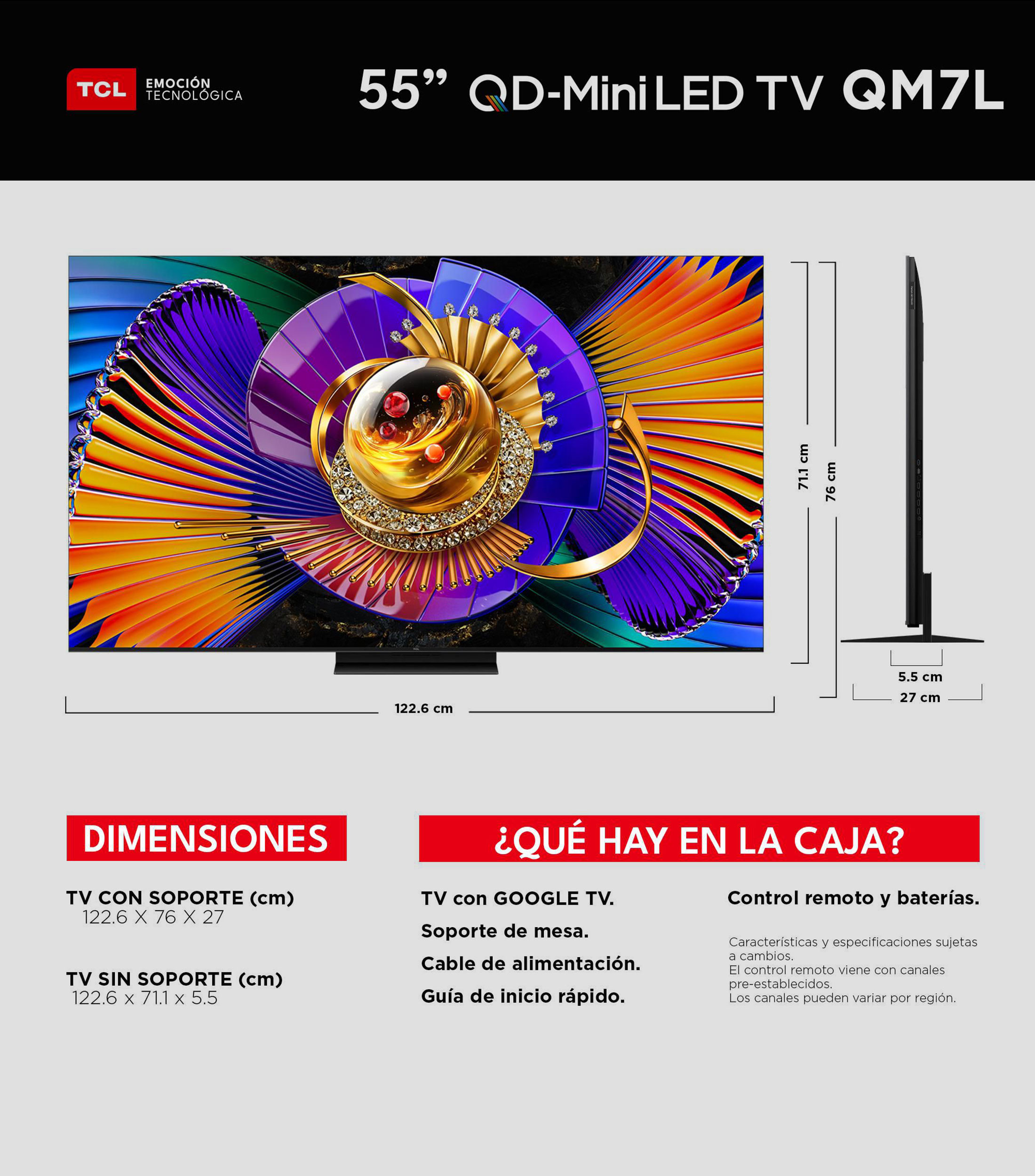 Pantalla 55 pulgadas 55QM7L SQD-Mini LED