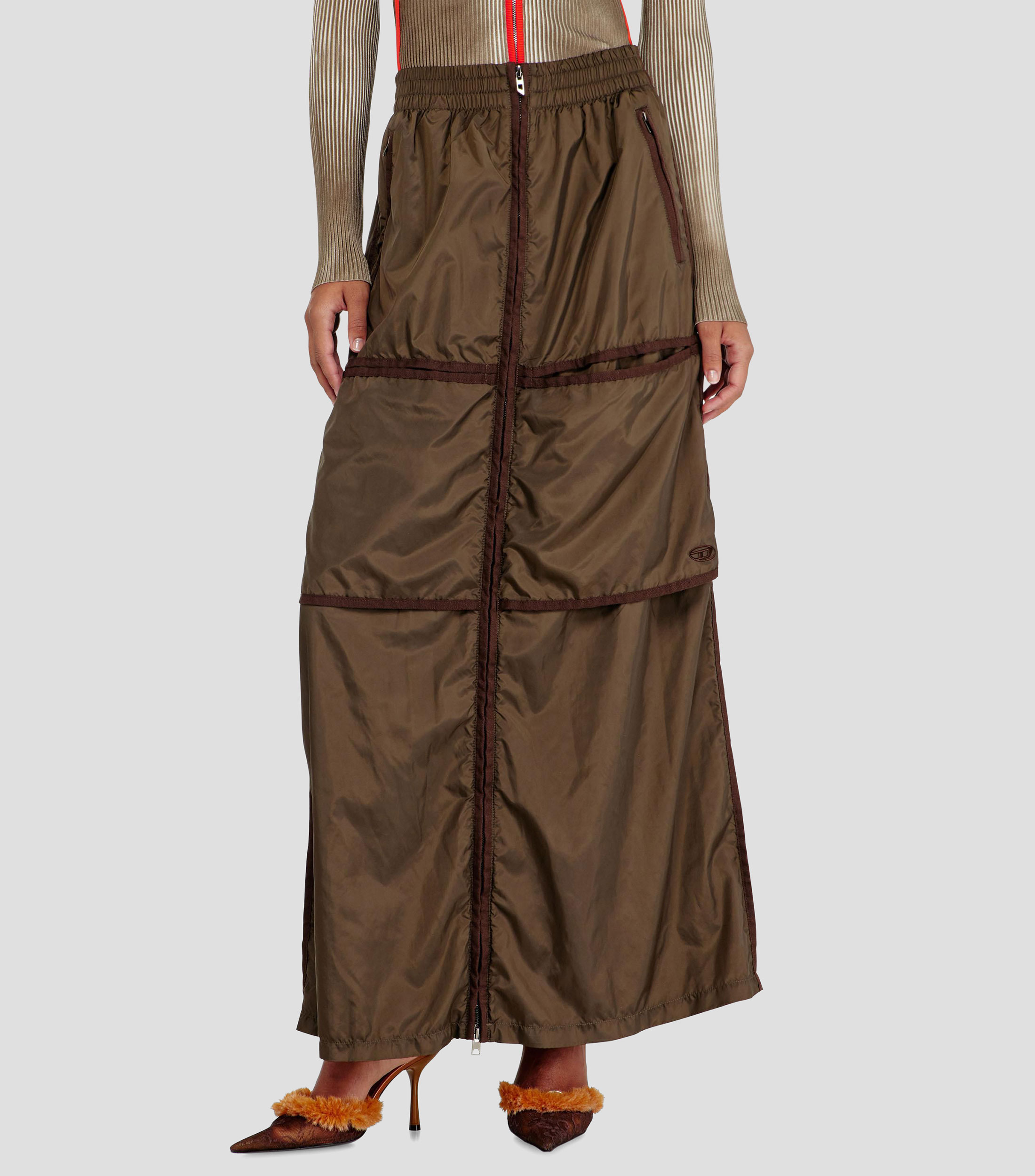 Falda maxi de corte amplio lisa Mujer