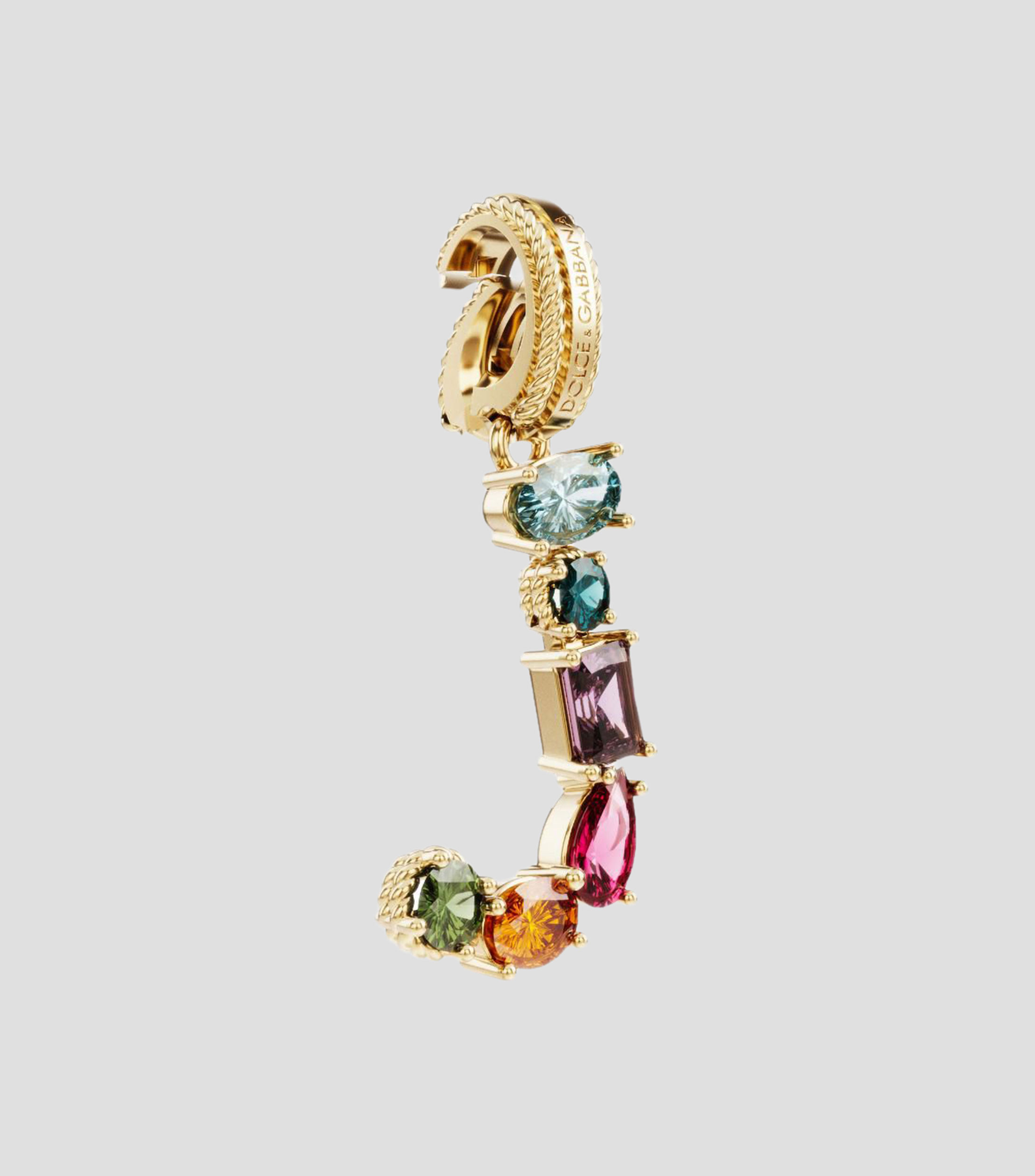 Charm Mini Letra J en Oro de 18 Kilates con gemas naturales Mujer