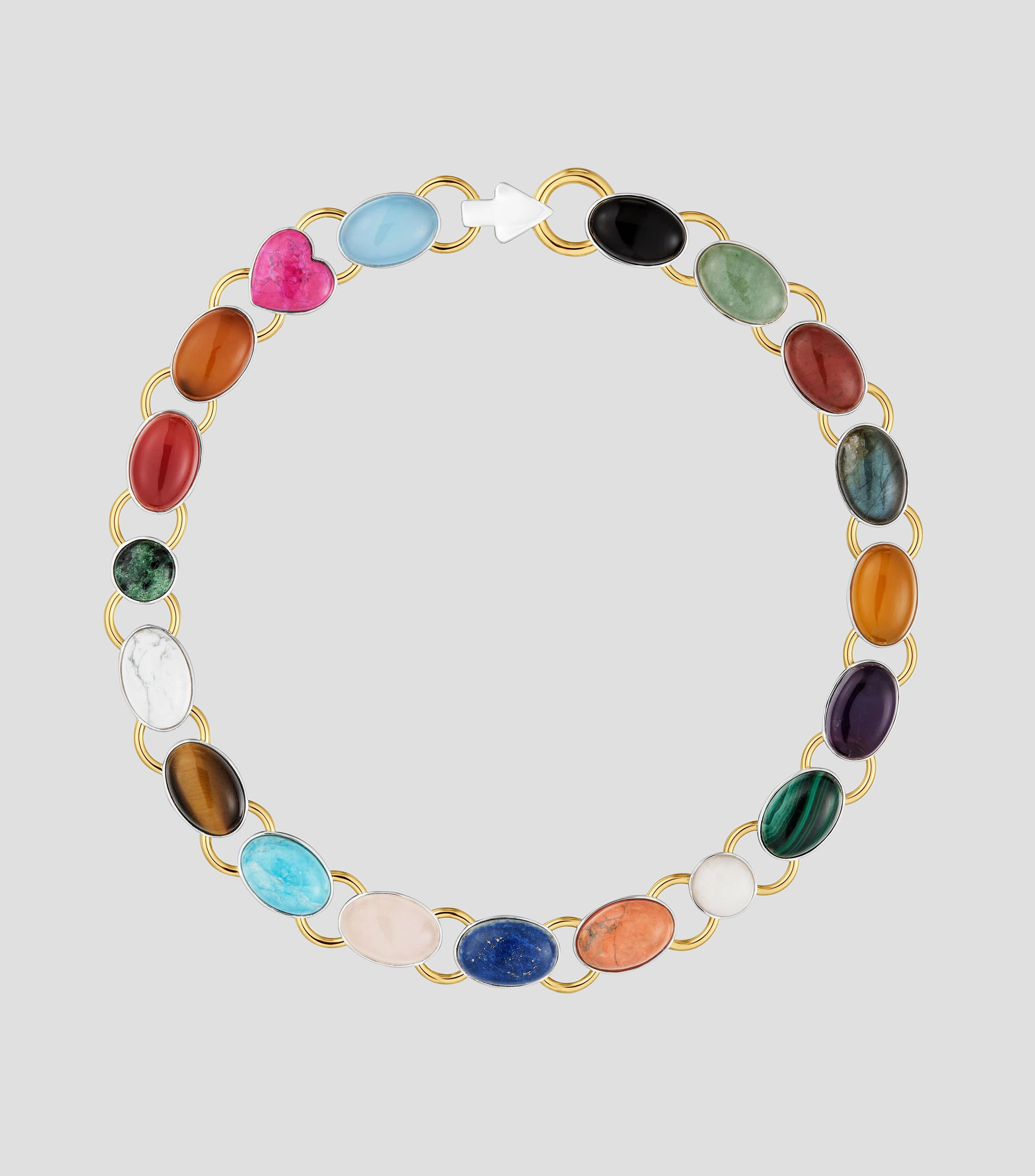 Collar con Gemas en Plata .925 y Baño de oro de 18 Kilates Multicolor Gem Power Mujer