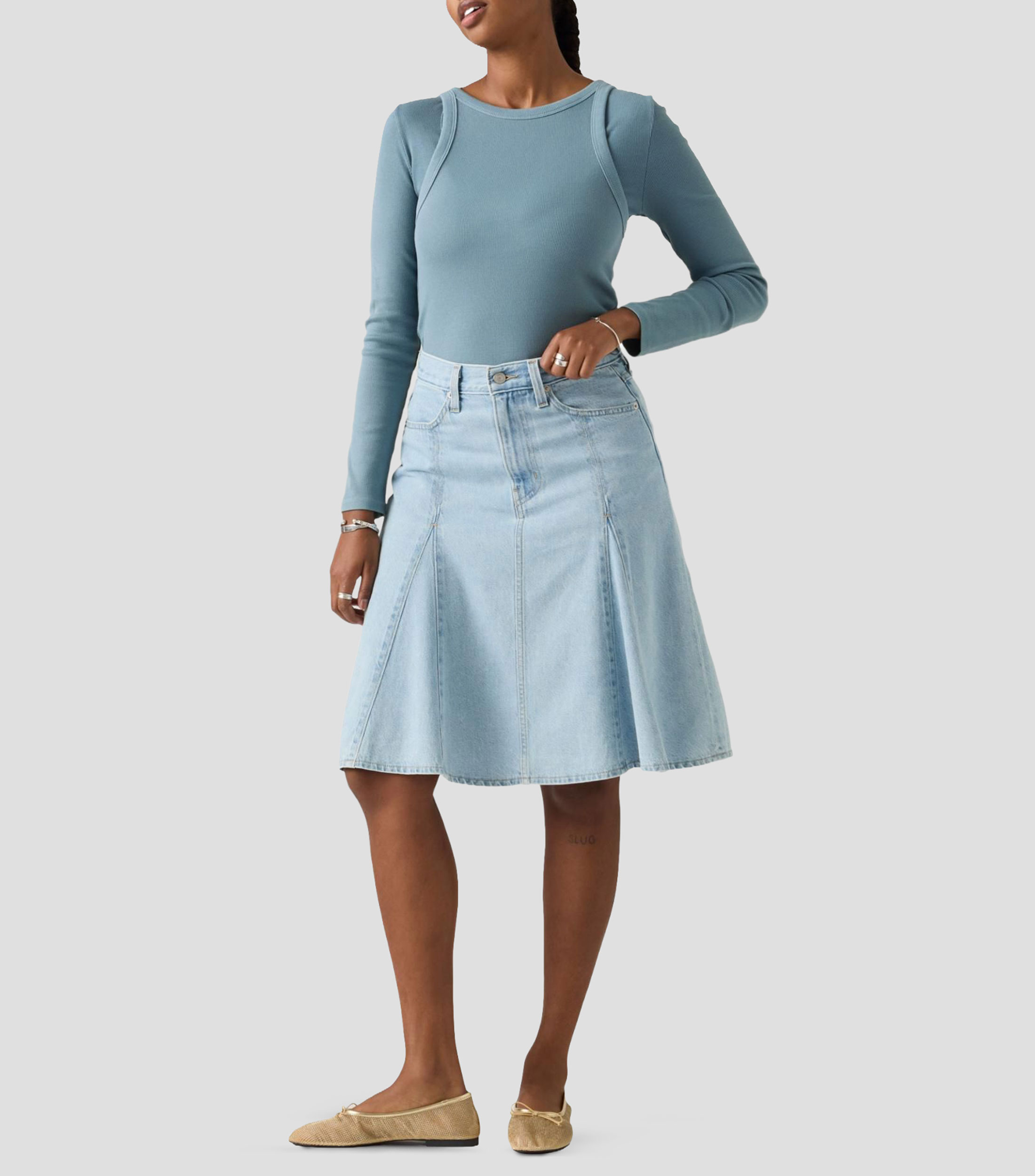 Falda Midi en mezclilla Lisa Mujer