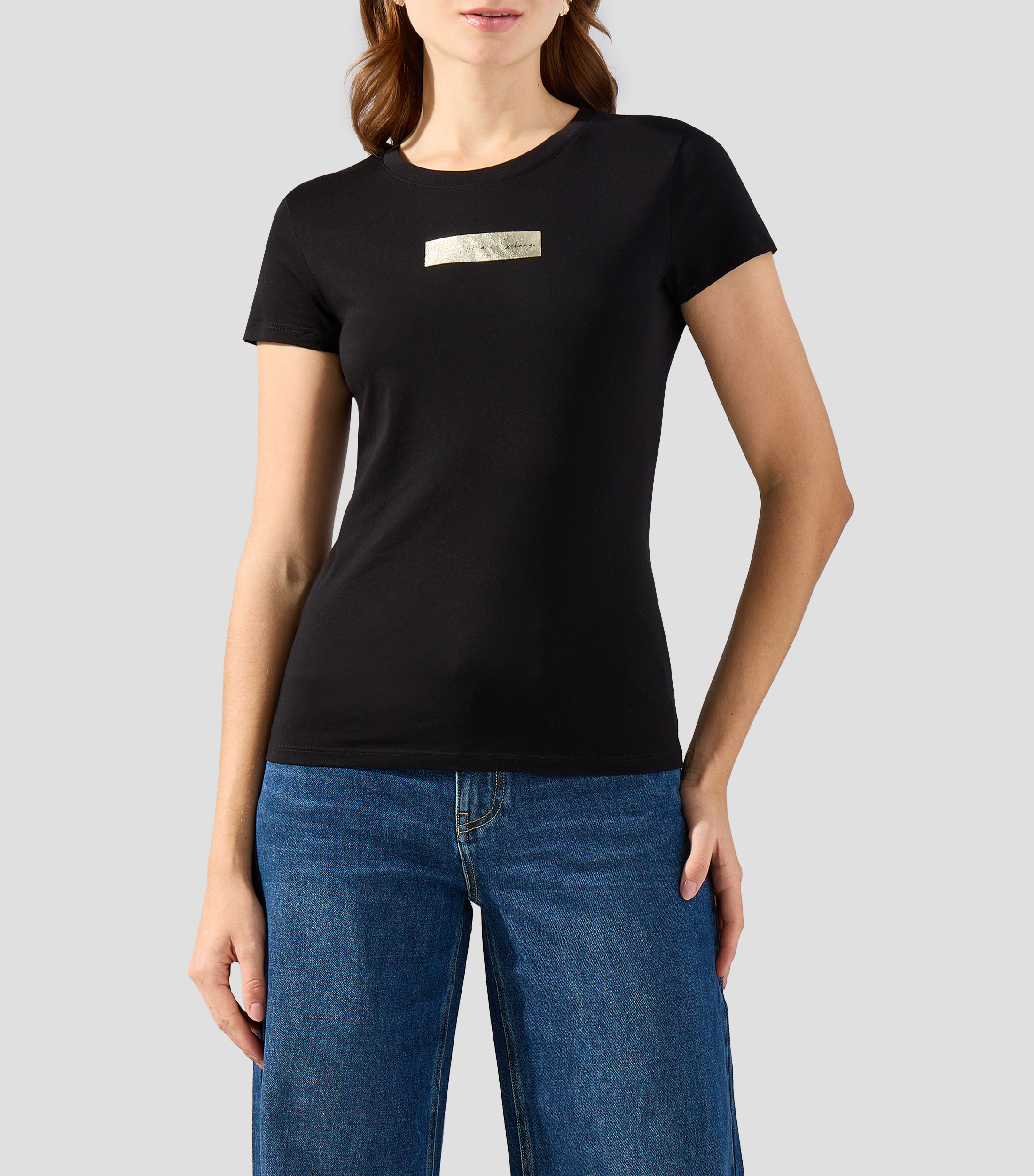 Playera cuello redondo manga corta estampada Mujer