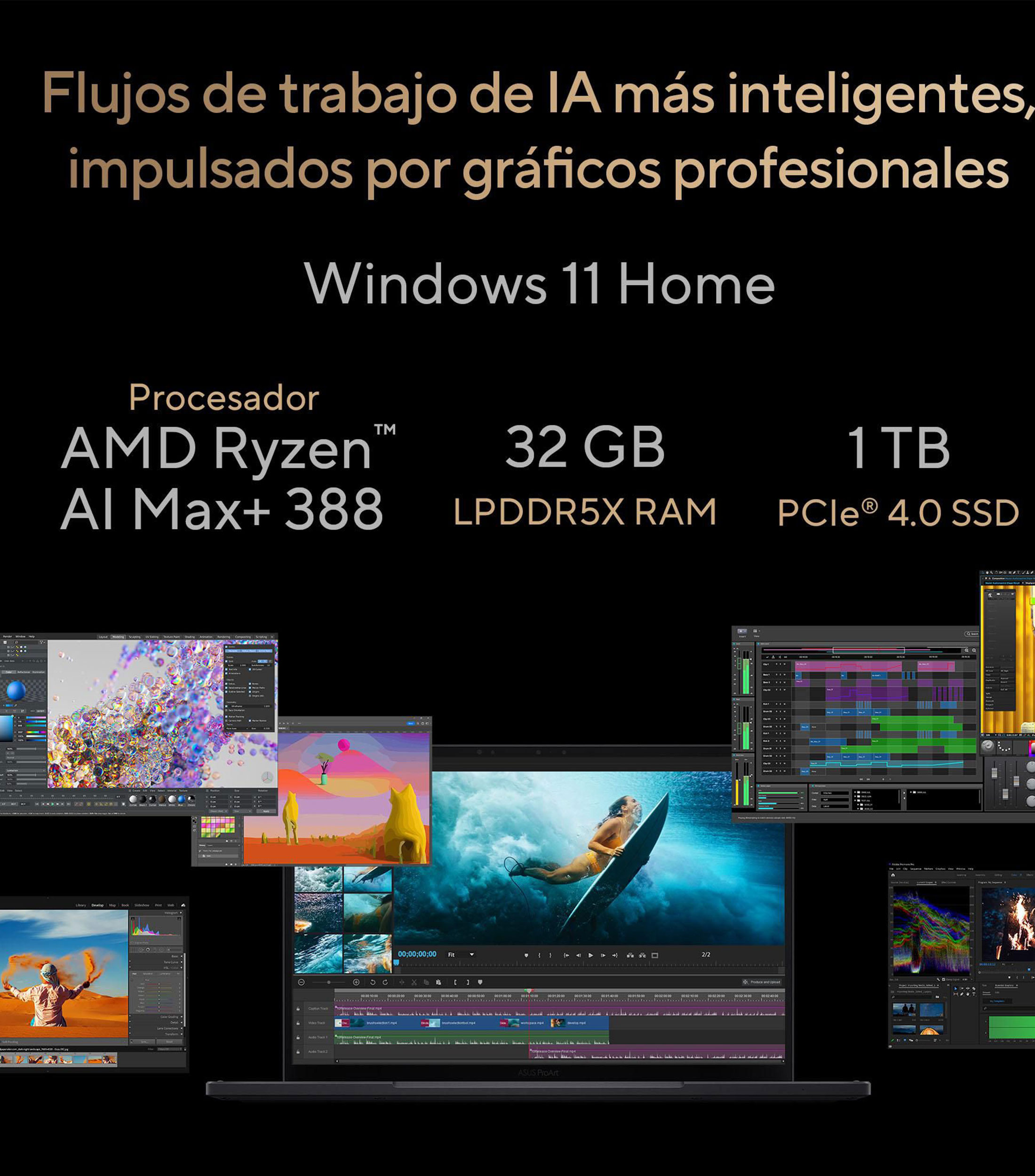 Laptop ProArt HN7306EA R AI Max, 13.3", AMD Ryzen AI MAX+ 388, RAM 32 GB, SSD 1 TB