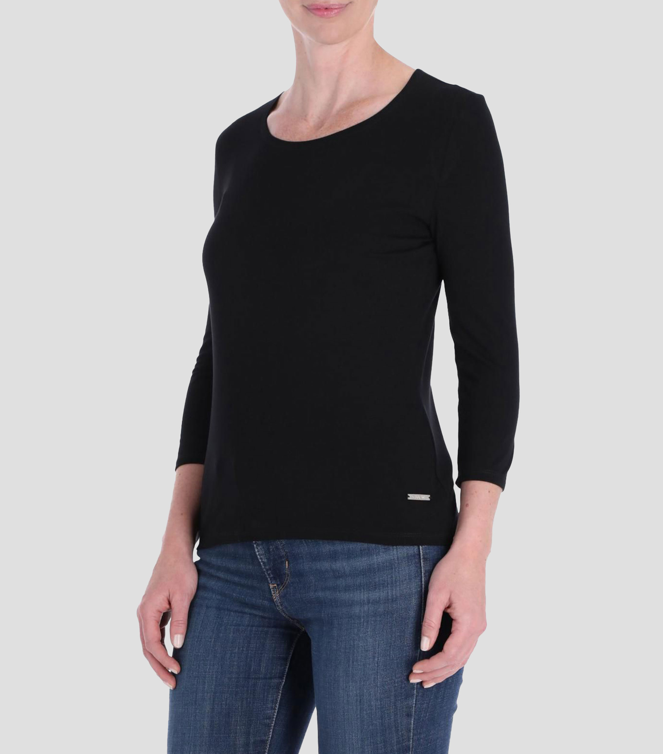 Blusa lisa con manga 3/4 Petite Mujer