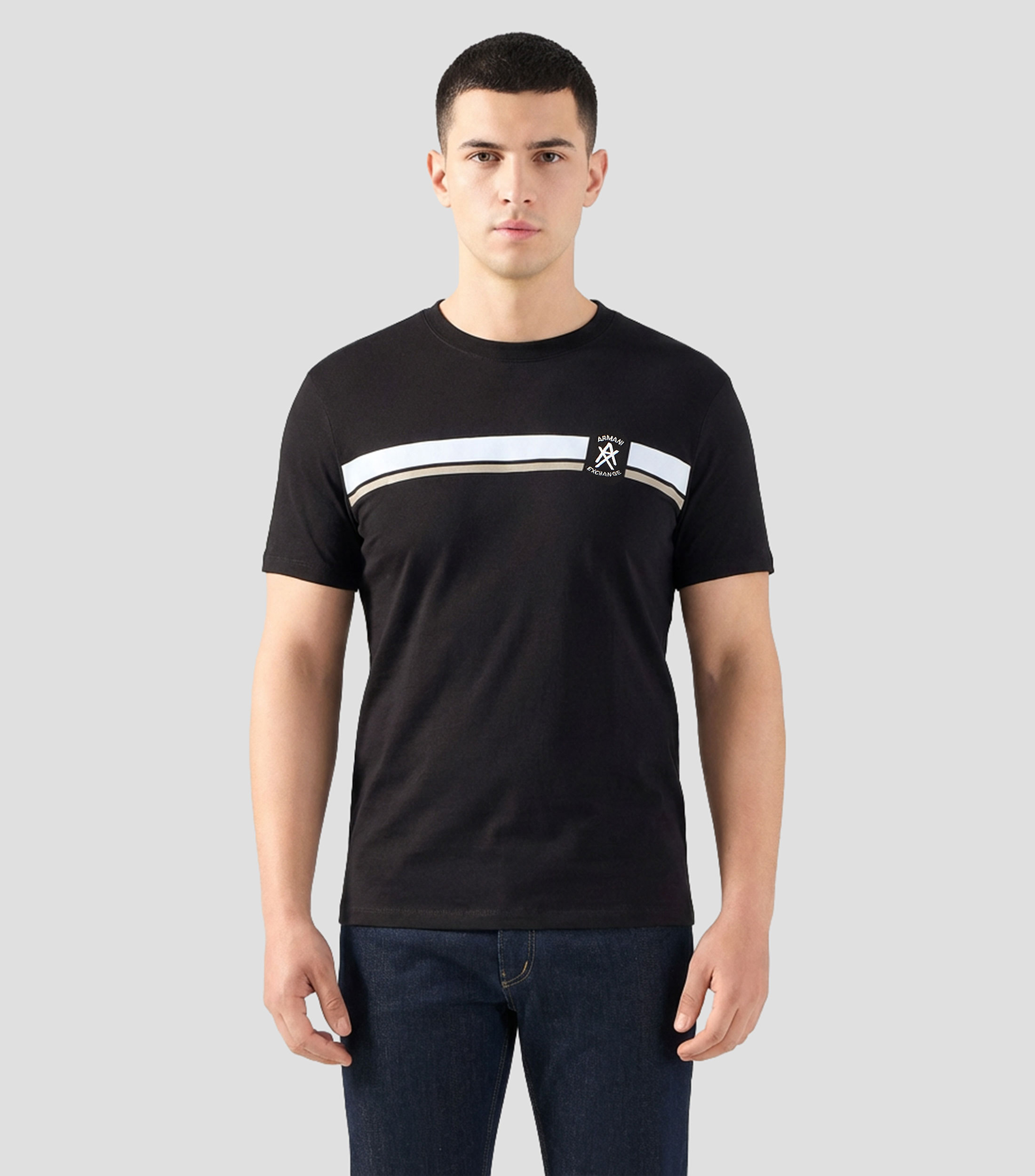 Playera cuello redondo manga corta estampada Hombre