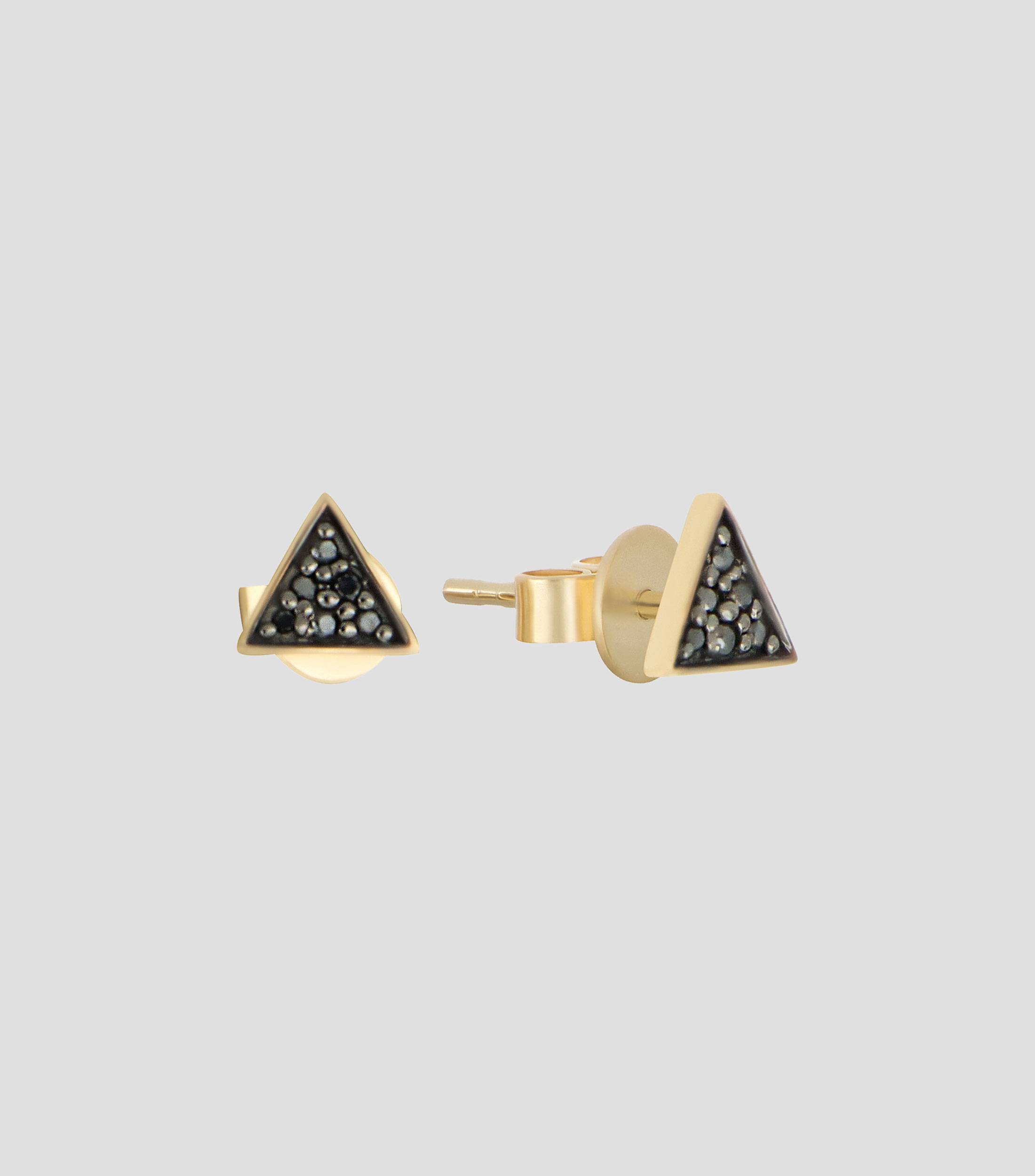 Broqueles en oro amarillo de 14 kilates con diamantes negros Mujer