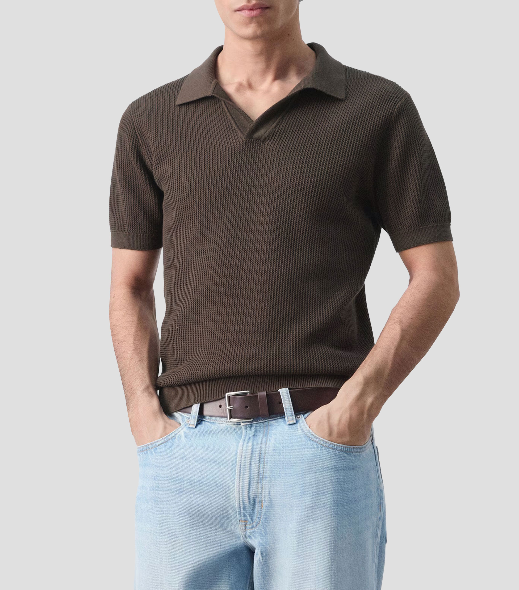 Playera tipo polo manga corta lisa Hombre