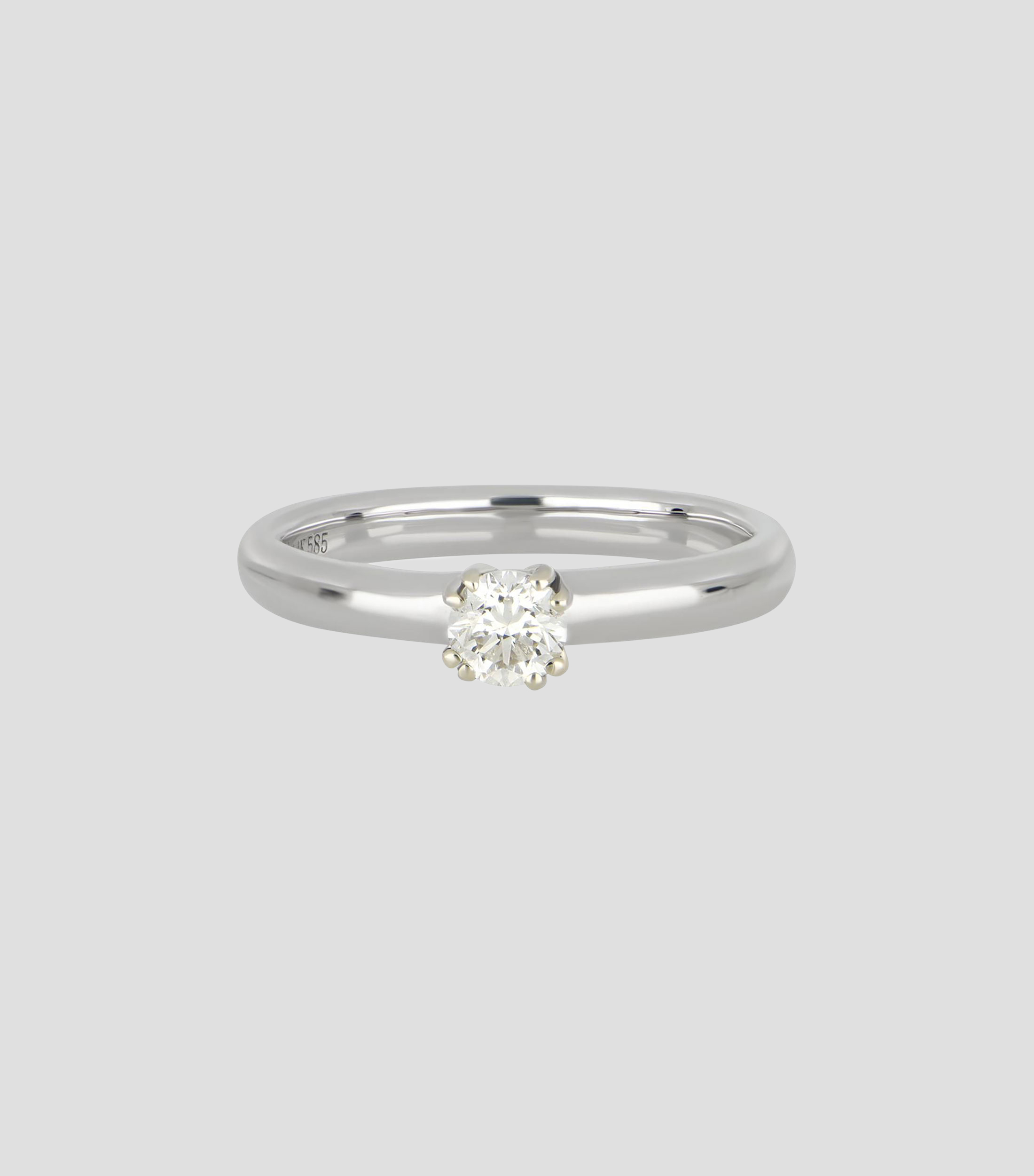 Anillo de compromiso en oro blanco de 14 kilates con diamantes naturales incrustados Mujer