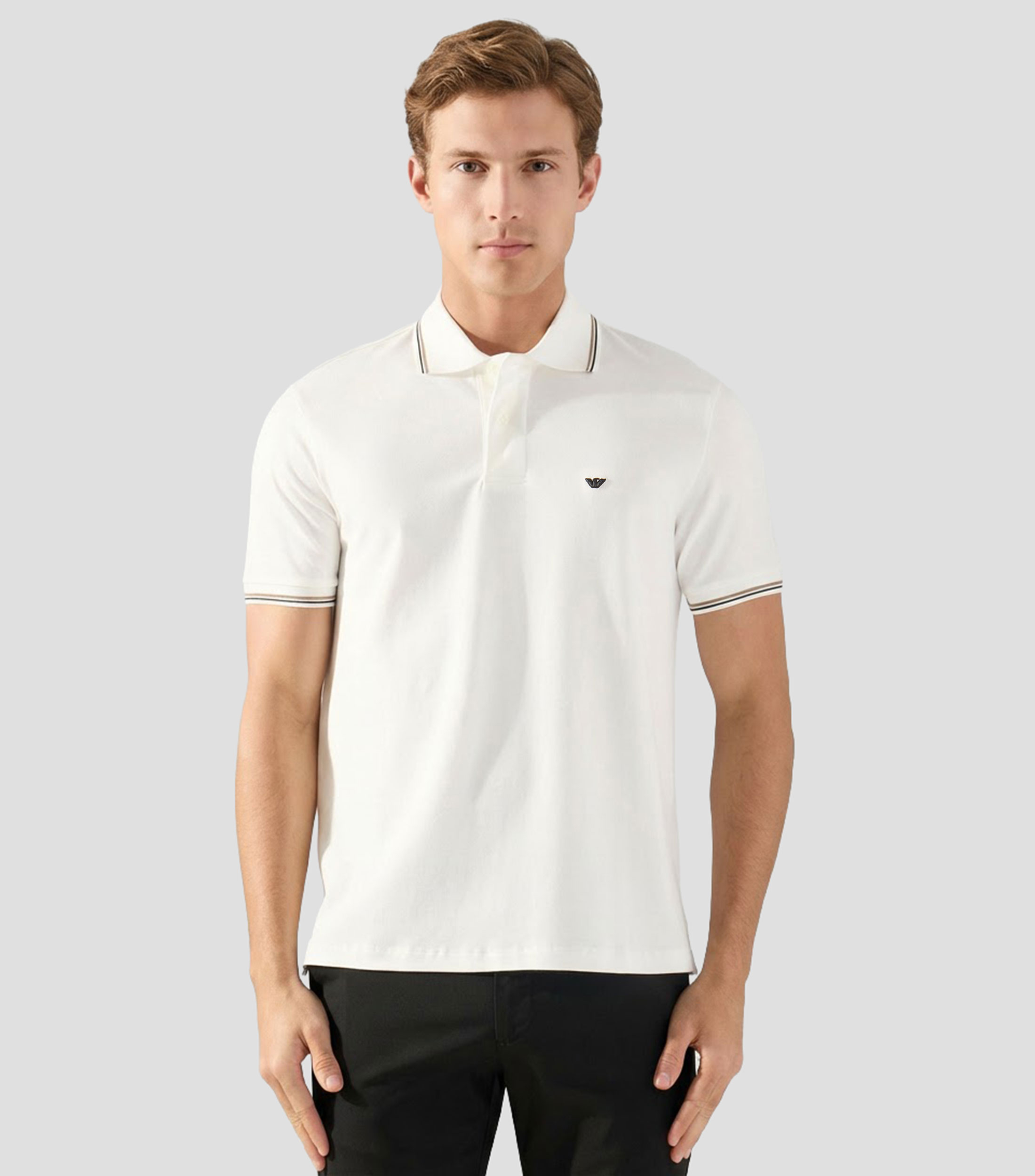 Playera tipo polo con manga corta lisa Hombre
