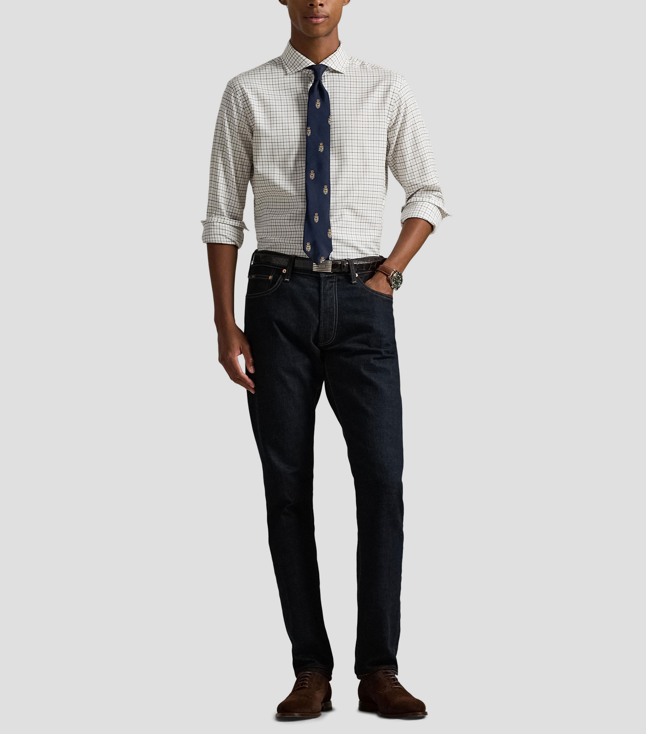 Camisa de cuadros manga larga Hombre