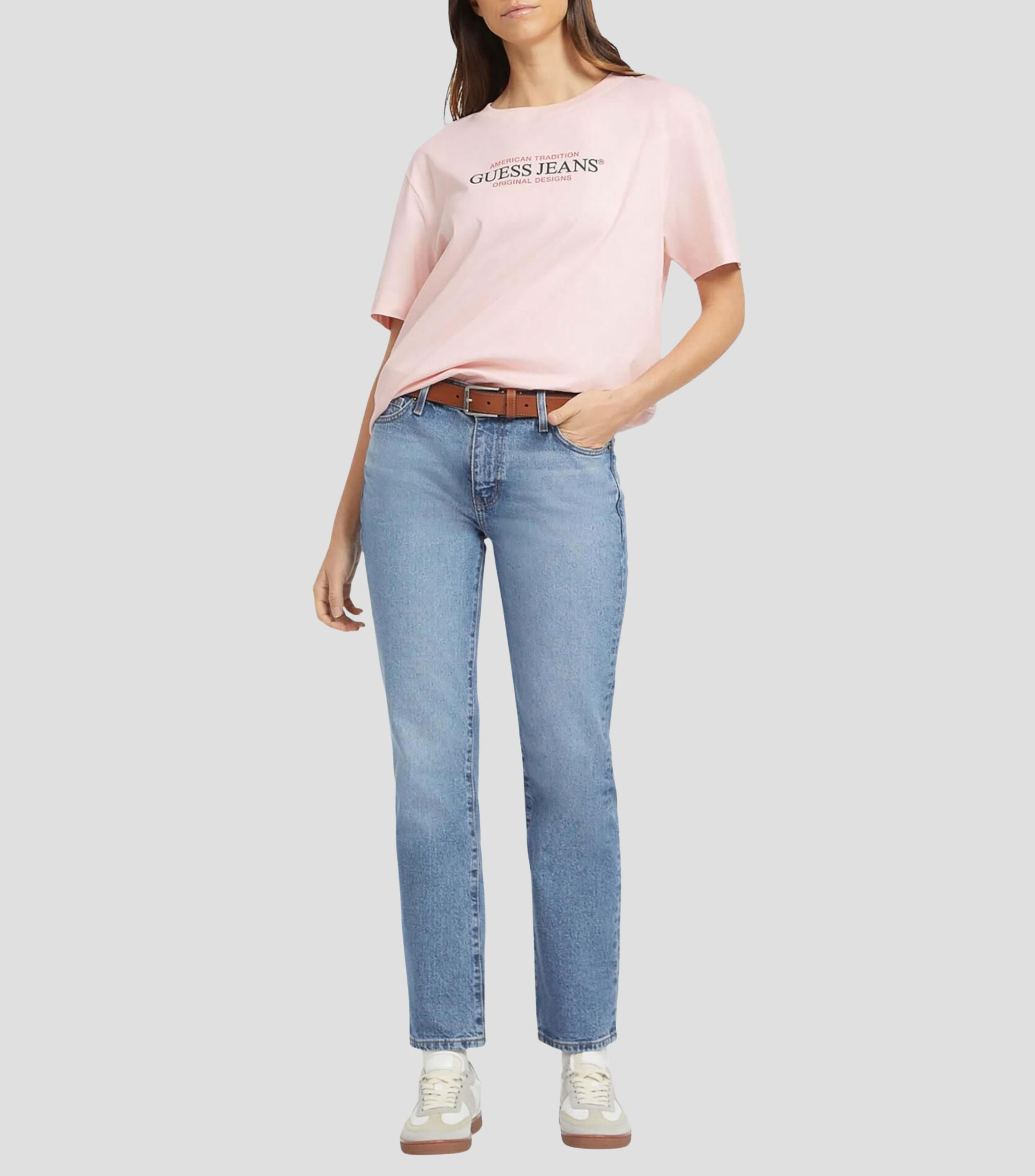 Playera cuello redondo manga corta con estampado Mujer