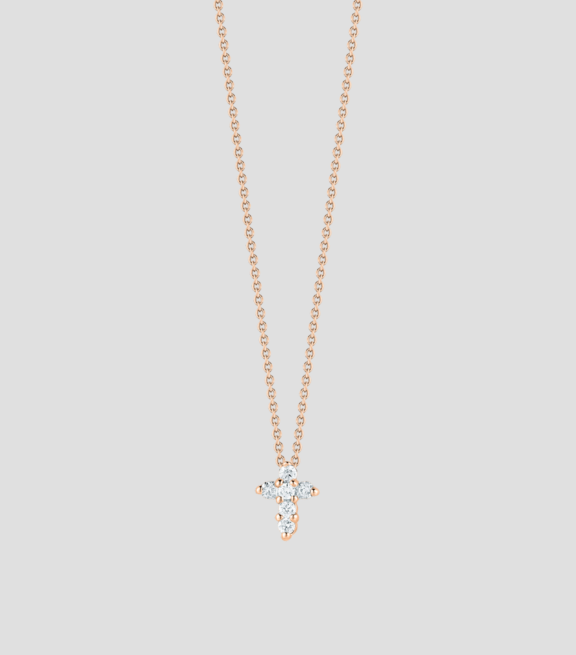 Collar en Oro rosa con dije de cruz Mujer