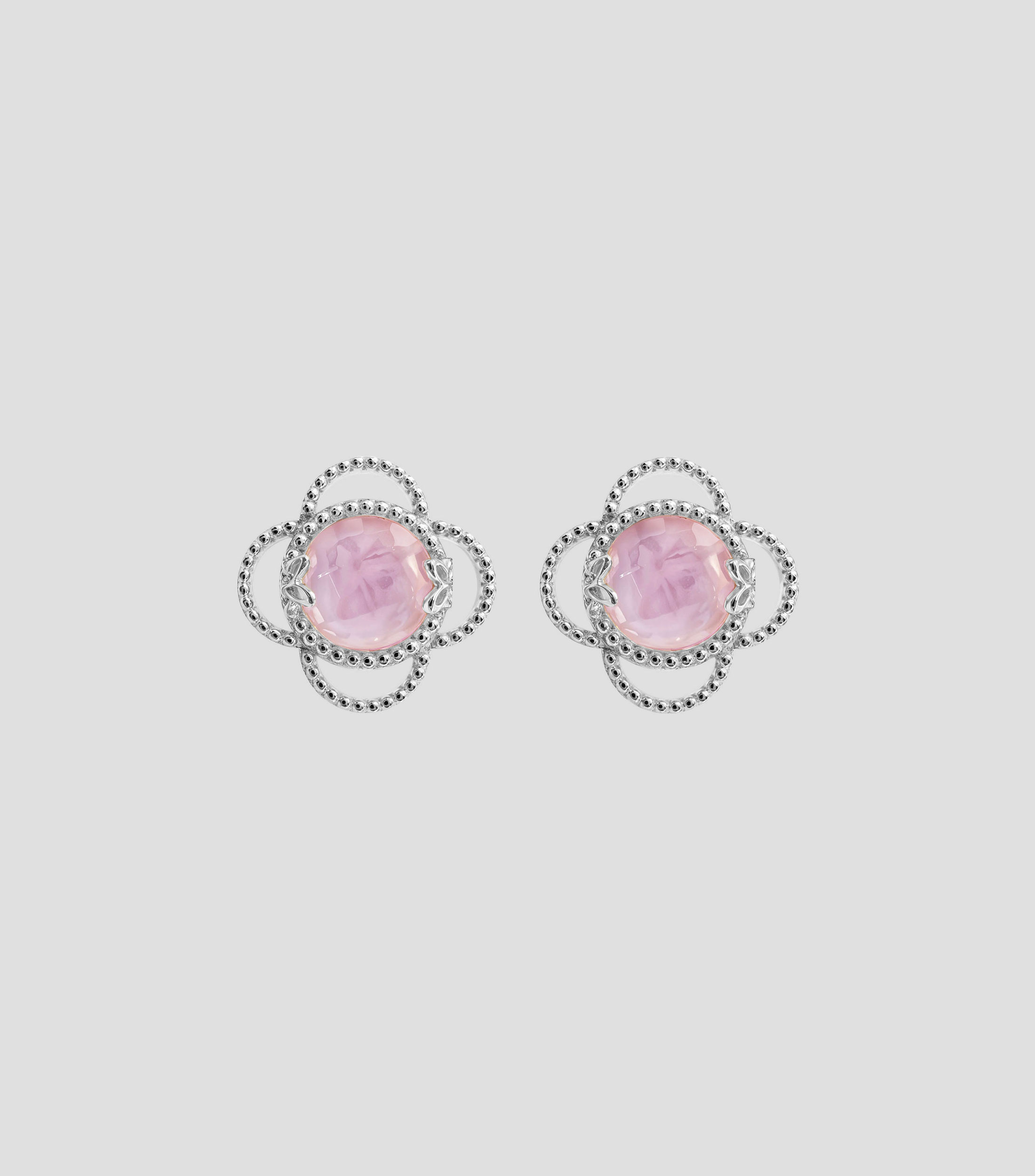 Broqueles en plata .925 con Cristal Rose Mop Mujer
