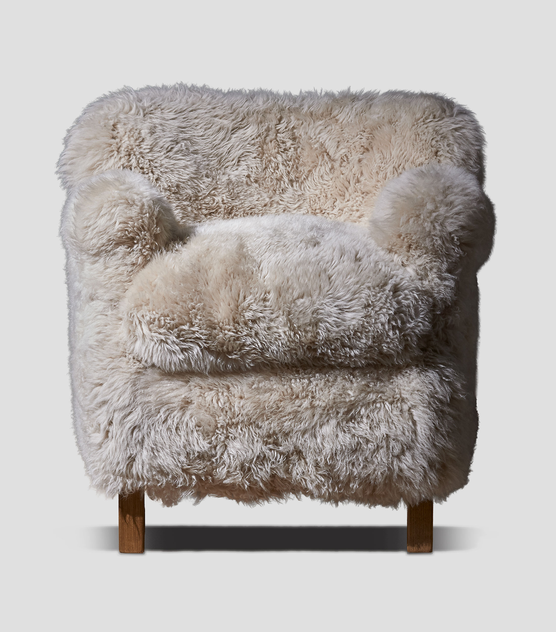 Sillón en piel de oveja Alrae crema