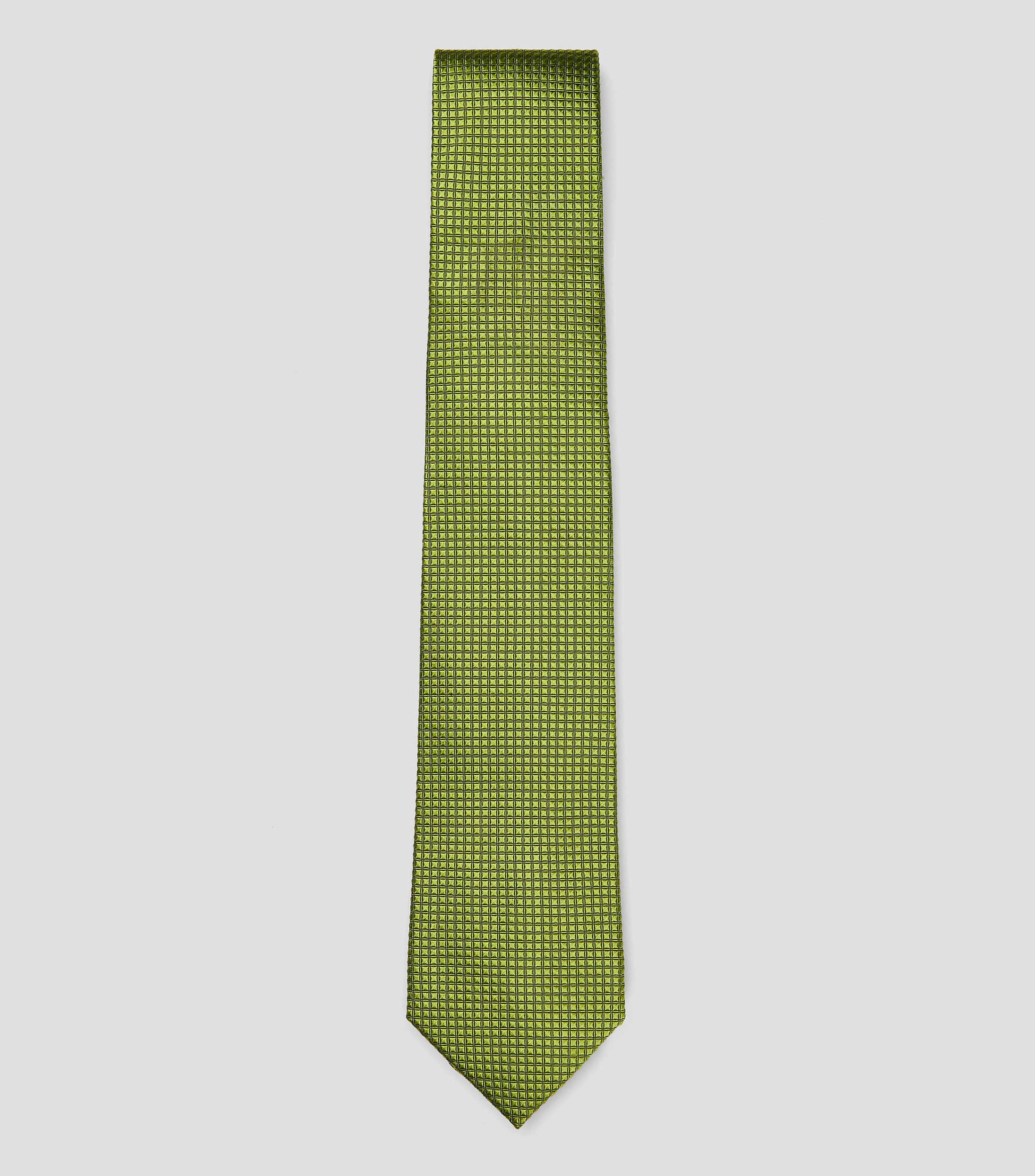 Corbata ancha en seda verde lisa Brera