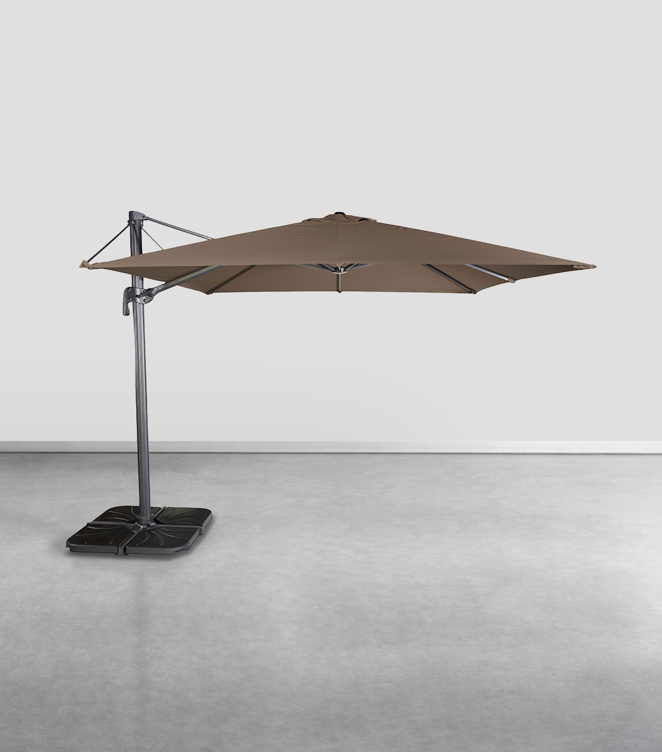 Sombrilla para exteriores lateral en aluminio antracita y toldo taupe