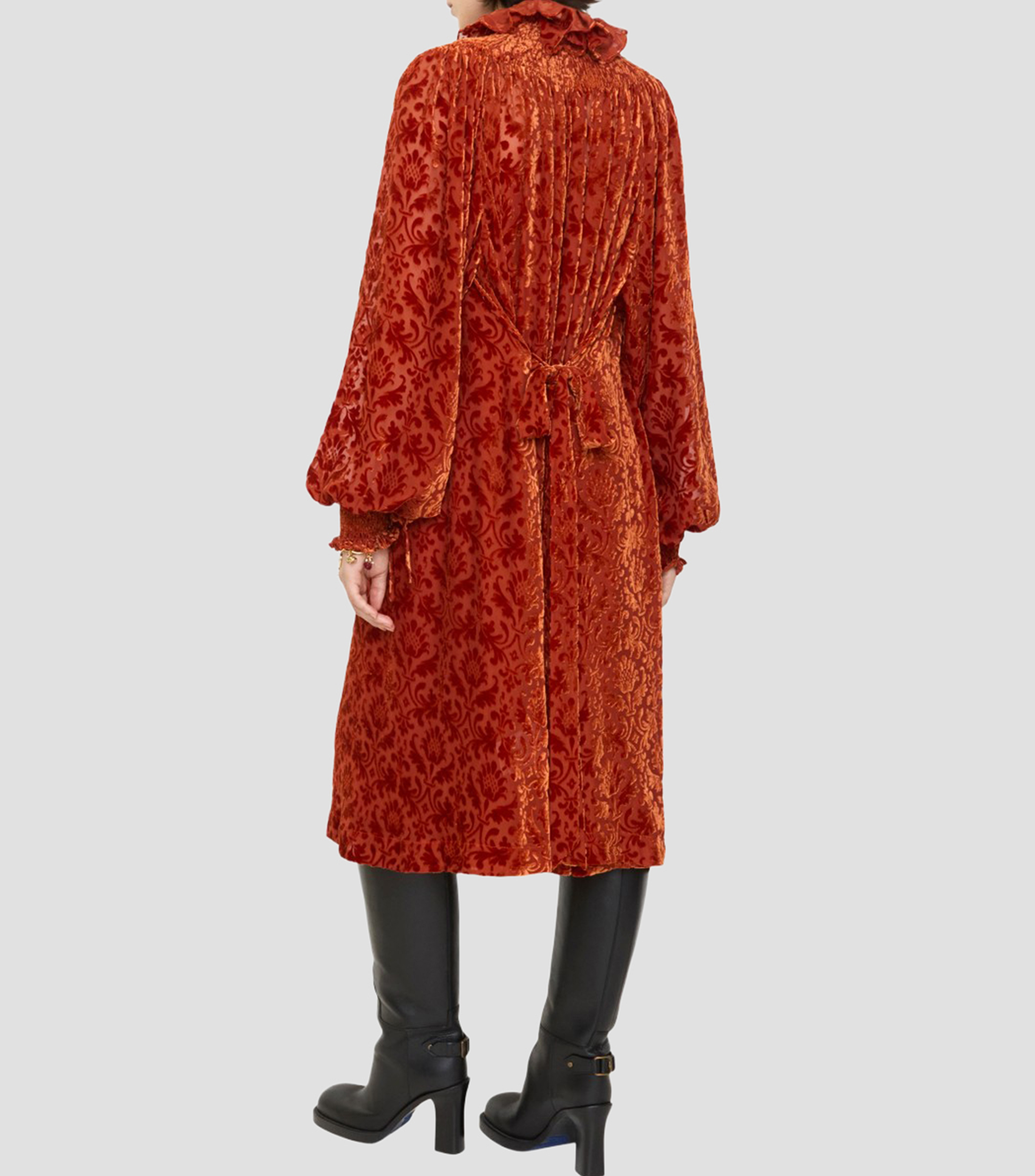 Vestido midi manga larga estampado Mujer