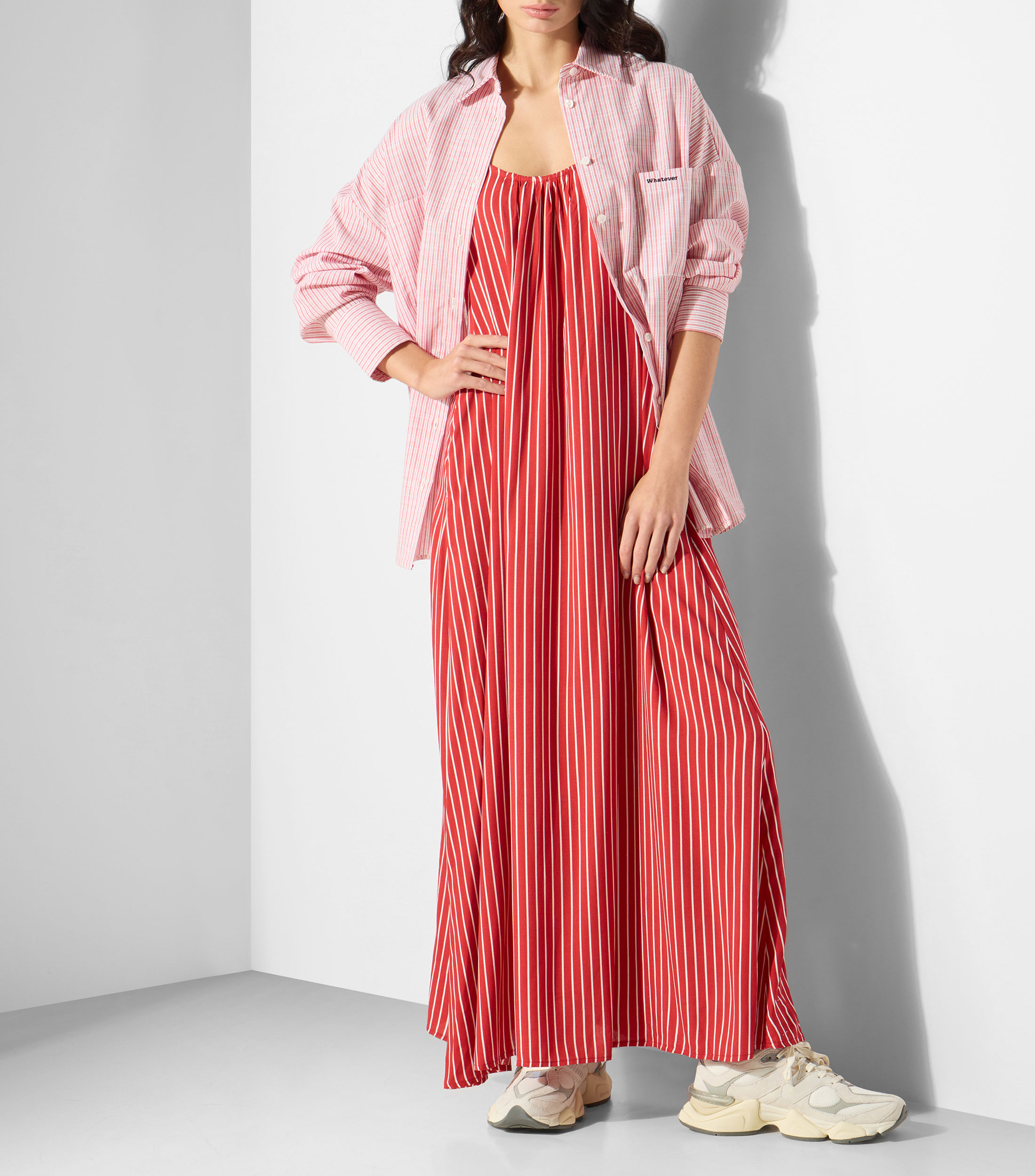 Camisa a rayas manga larga Mujer