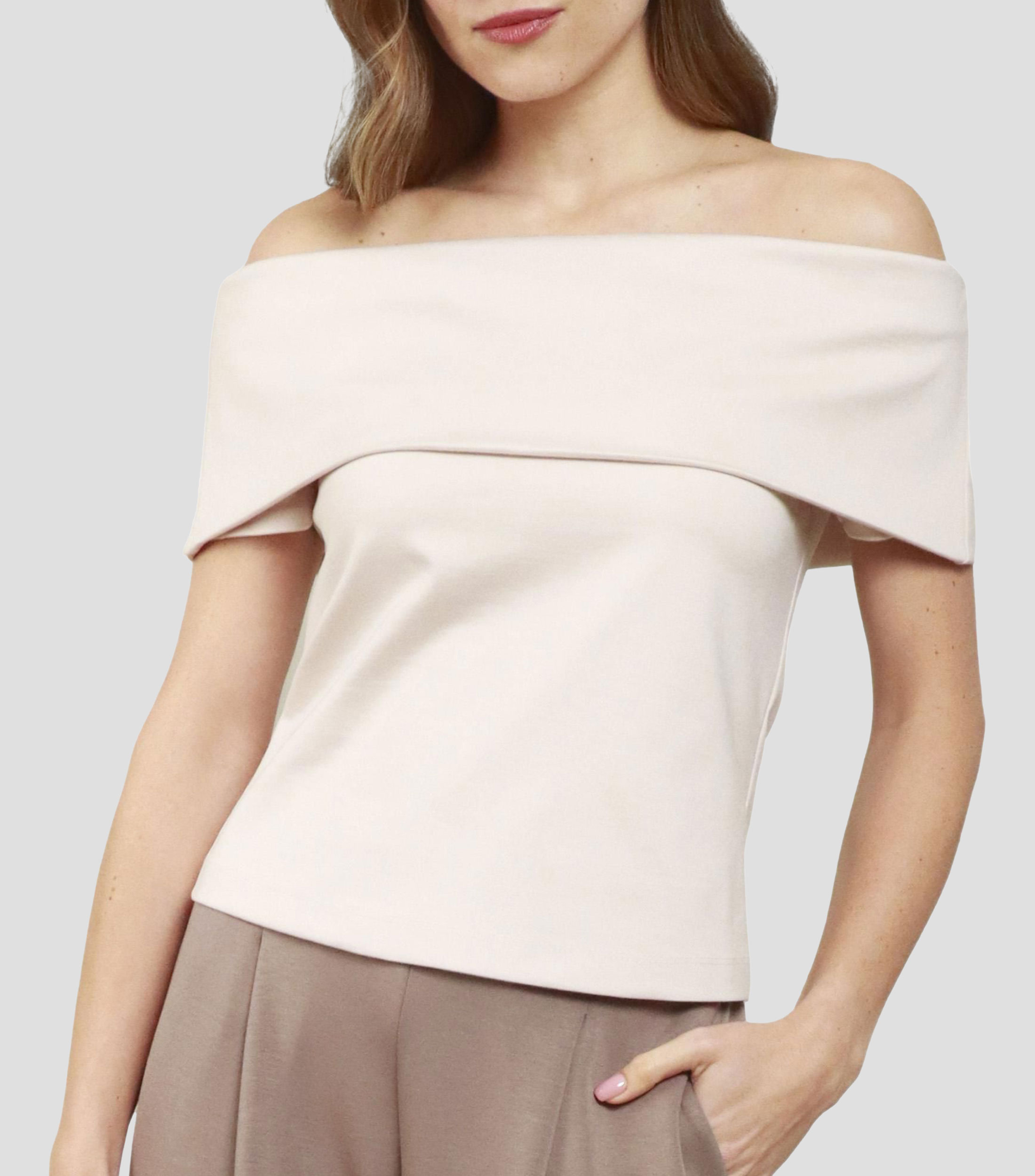 Blusa lisa con manga corta Mujer