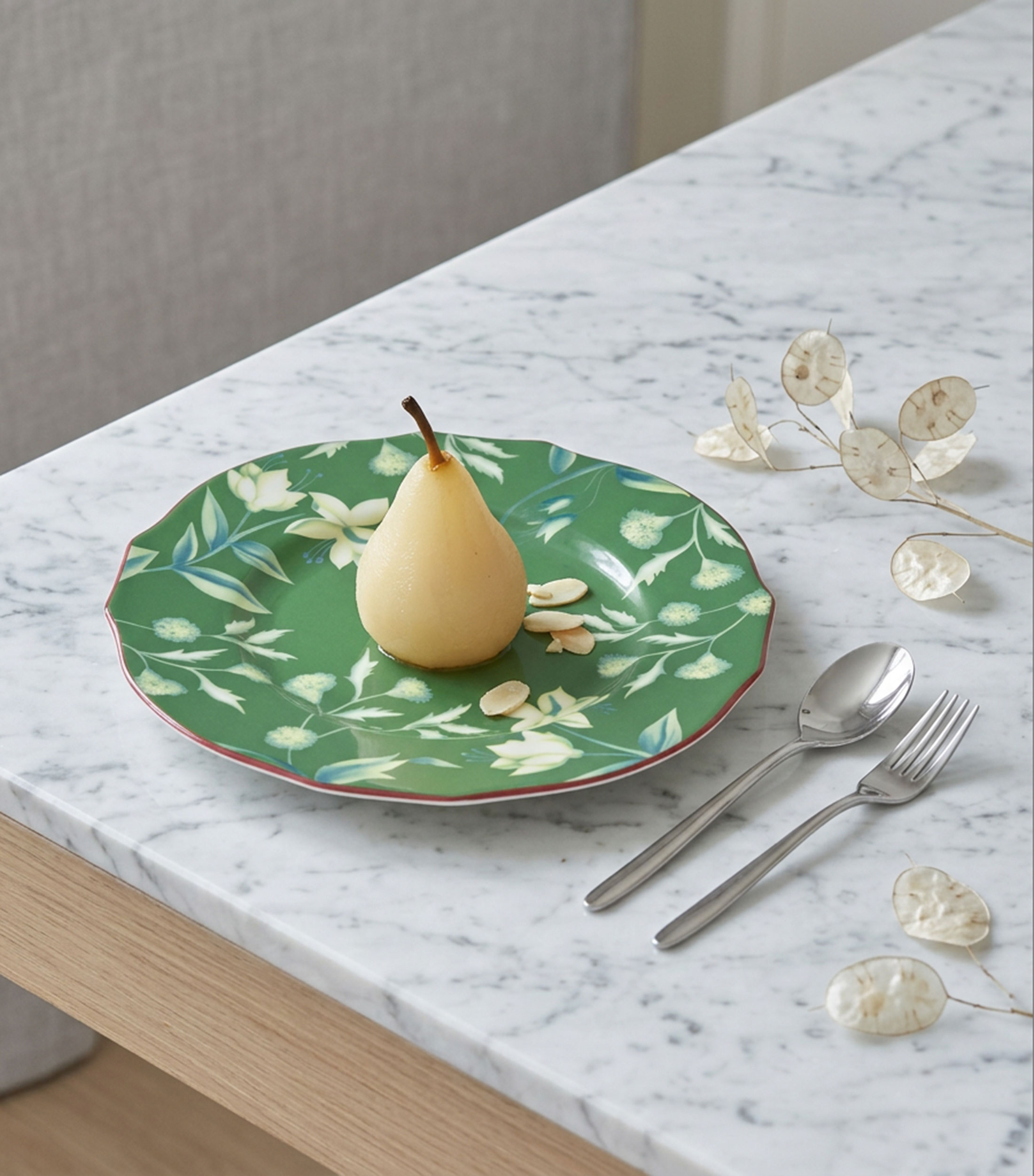 Plato para pan Florenza verde en porcelana