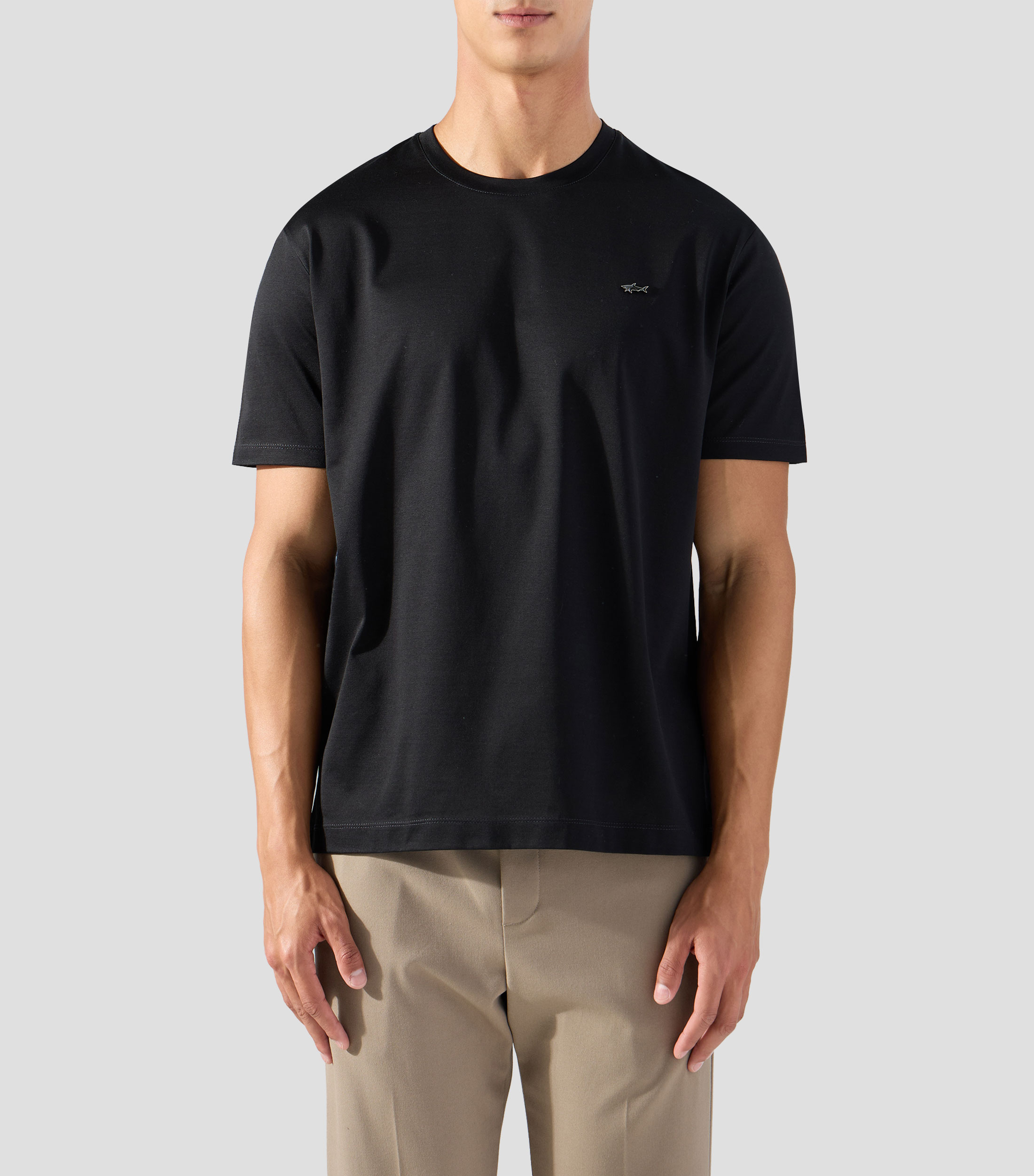 Playera de cuello redondo con manga corta lisa Hombre