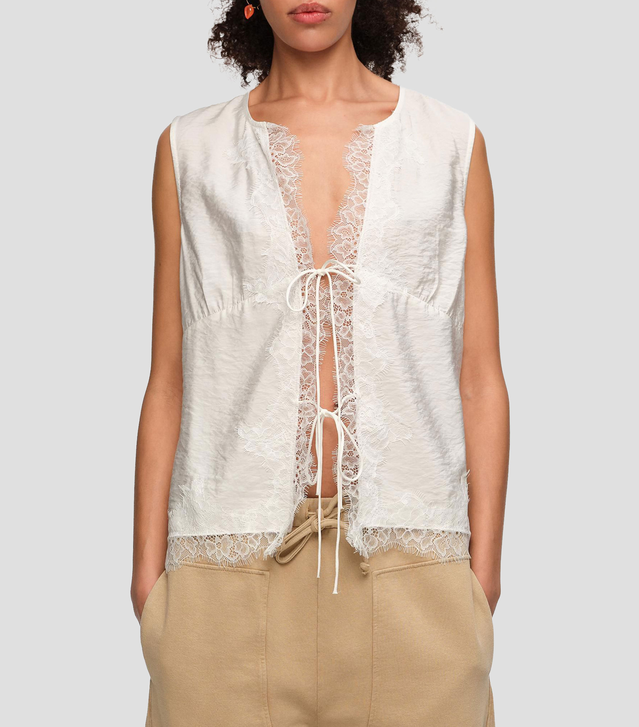 Blusa sisa encajes y cordones Mujer