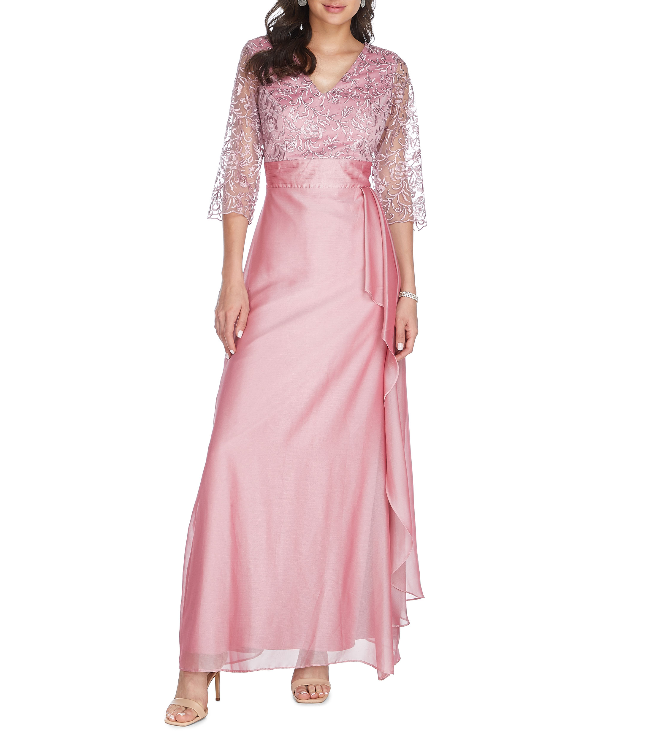 Massima: Vestido de fiesta Maxi manga 3,4 Mujer El Palacio de Hierro