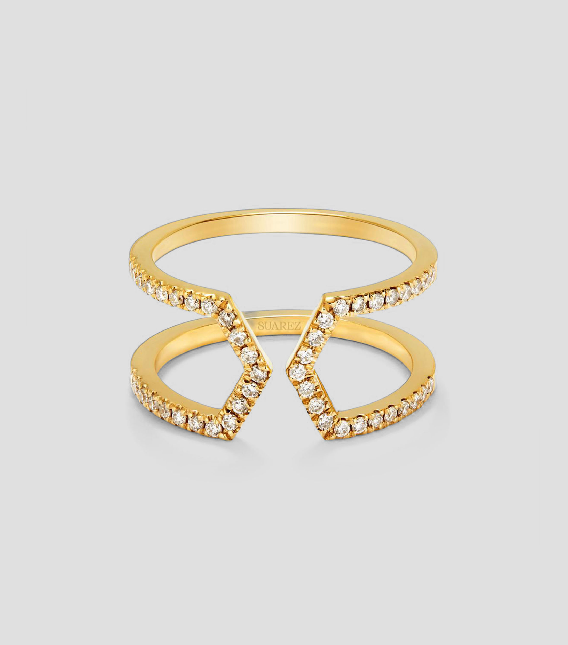 Anillo en oro amarillo Hexágonos con diamantes Mujer