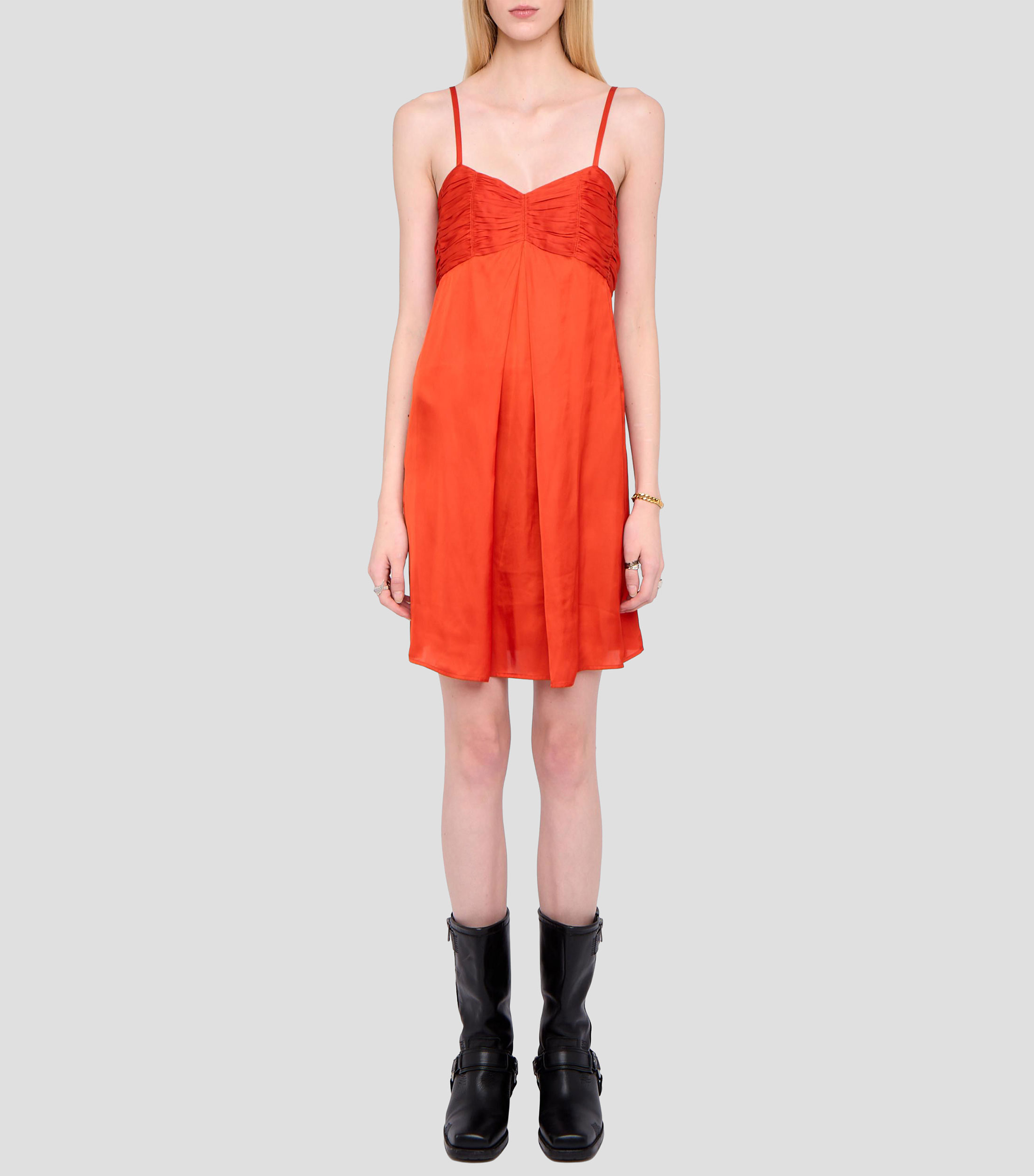 Vestido corto liso Mujer