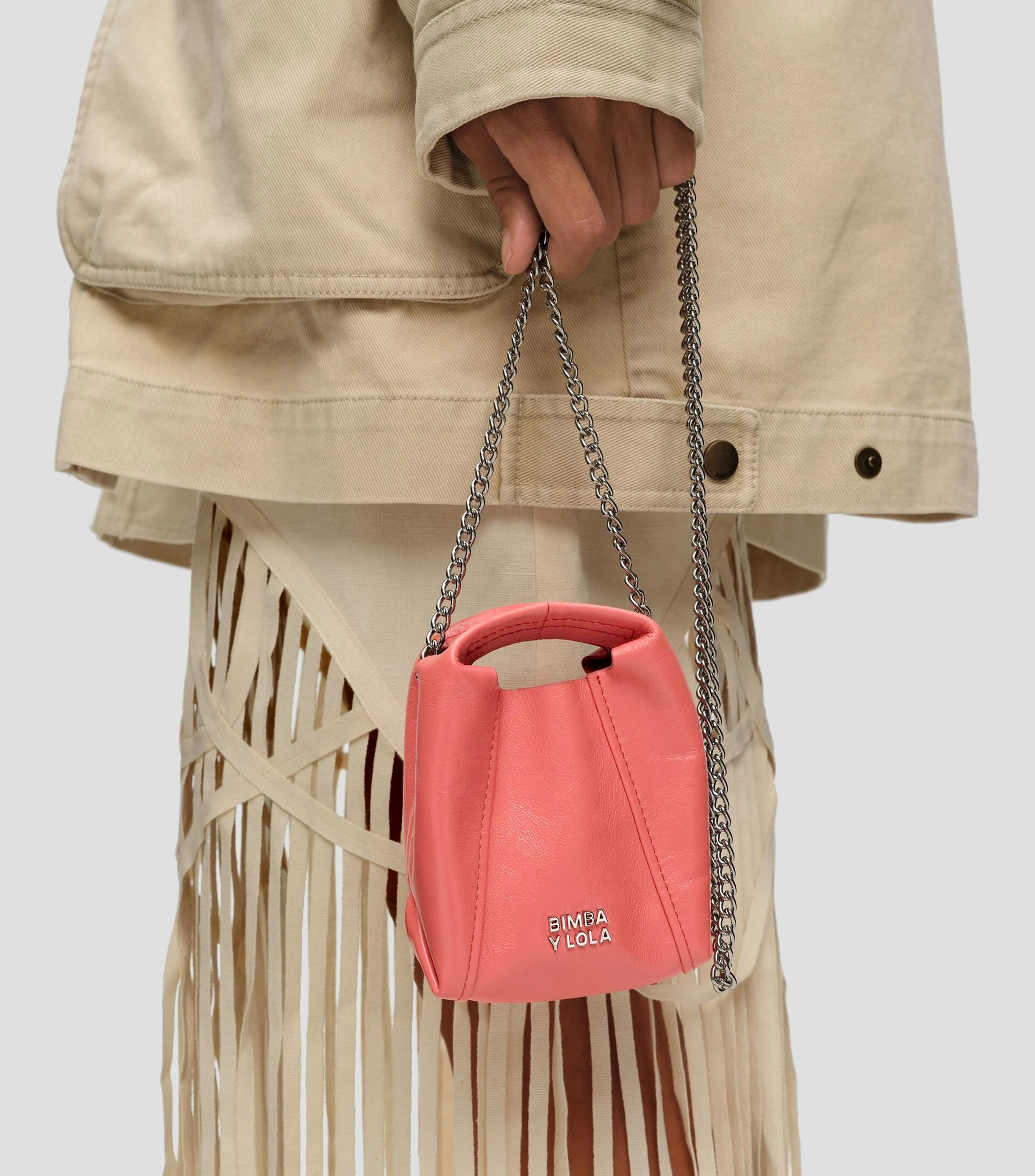 Bolsa paper micro piel coral Mujer