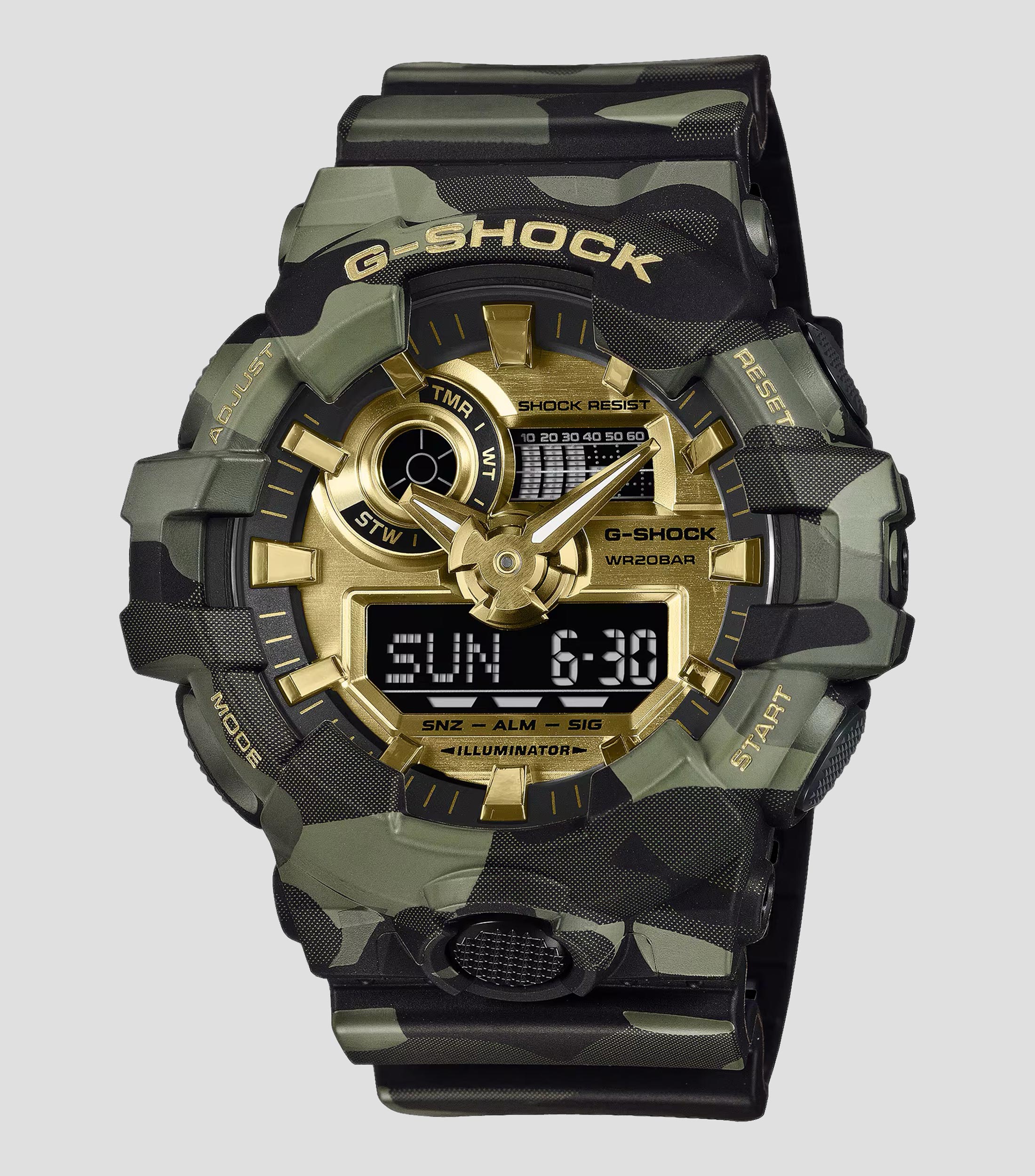 Reloj para hombre G-Shock GA-700 Deportivo Verde, Dorado