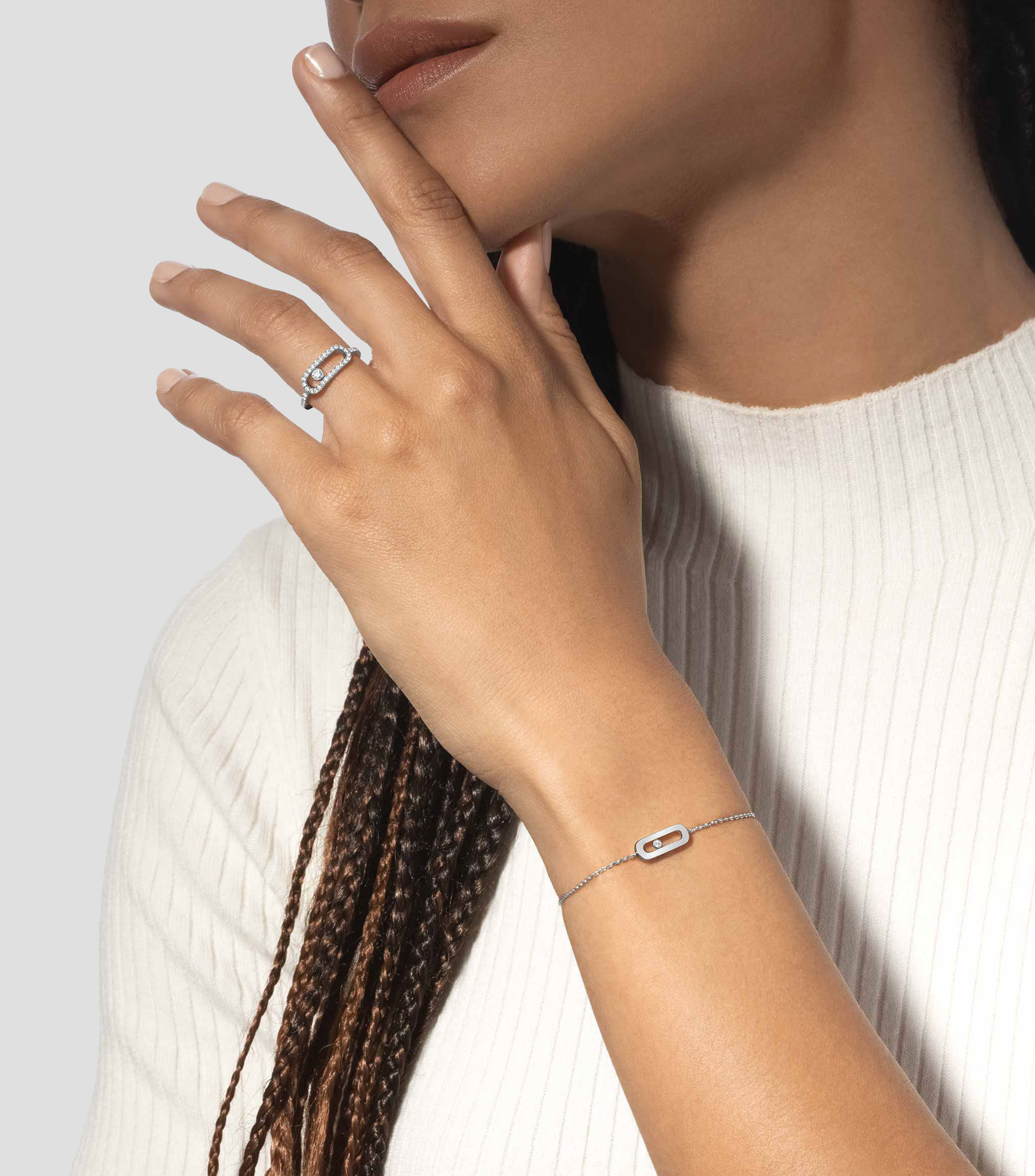 Pulsera en oro blanco de 18 kilates con diamantes Move Uno Mujer