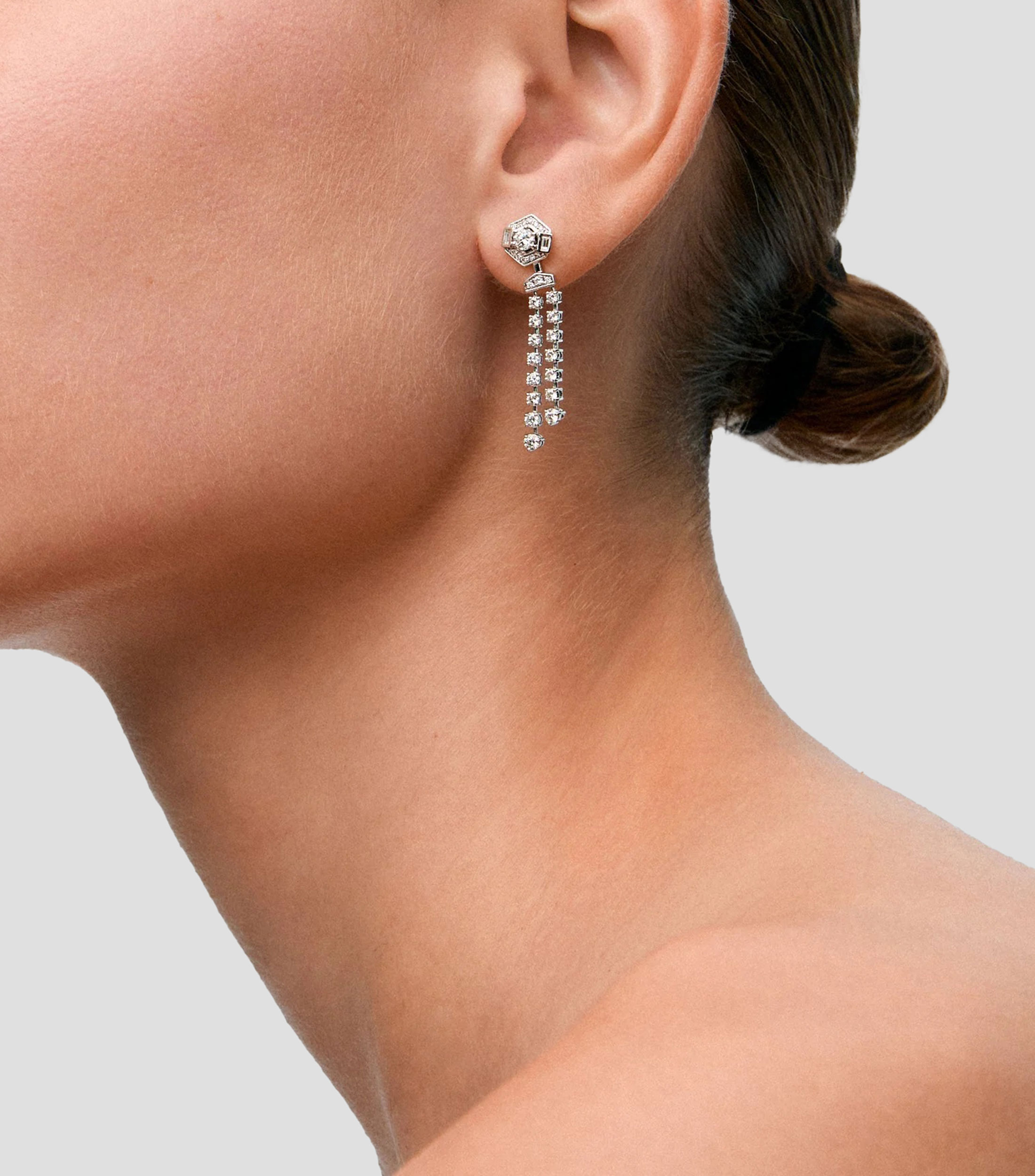 Pendientes en Oro blanco de 18 Kilates Compromiso Deco Mujer