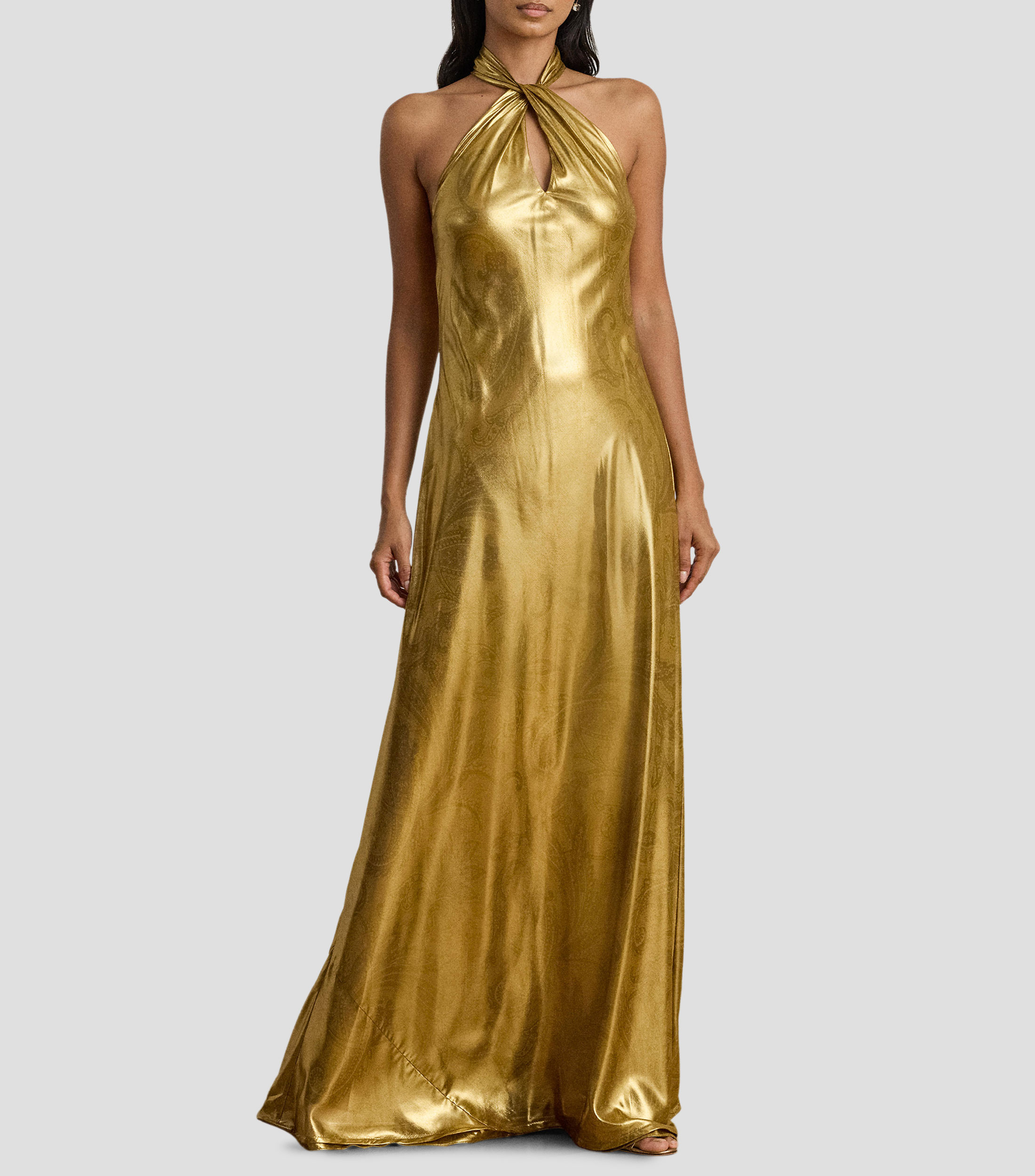 Vestido de noche maxi metalizado Mujer
