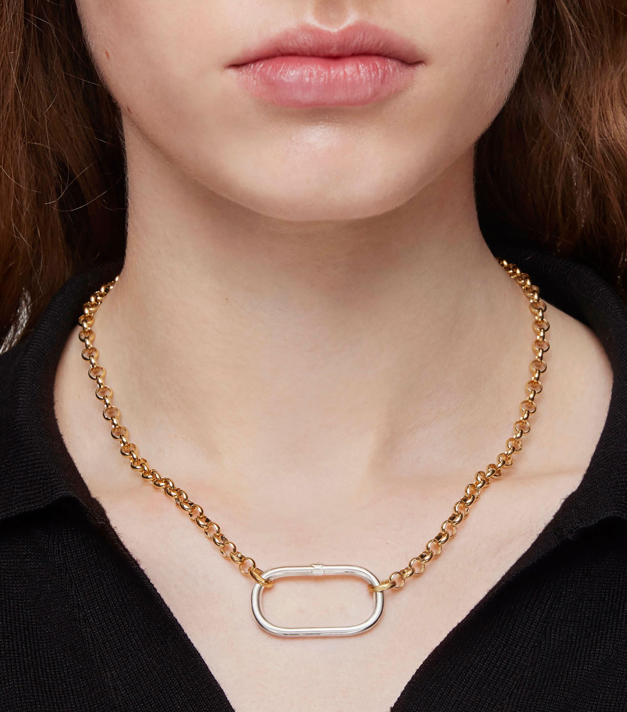 Anilla extra grande en plata Hold Oval Mujer