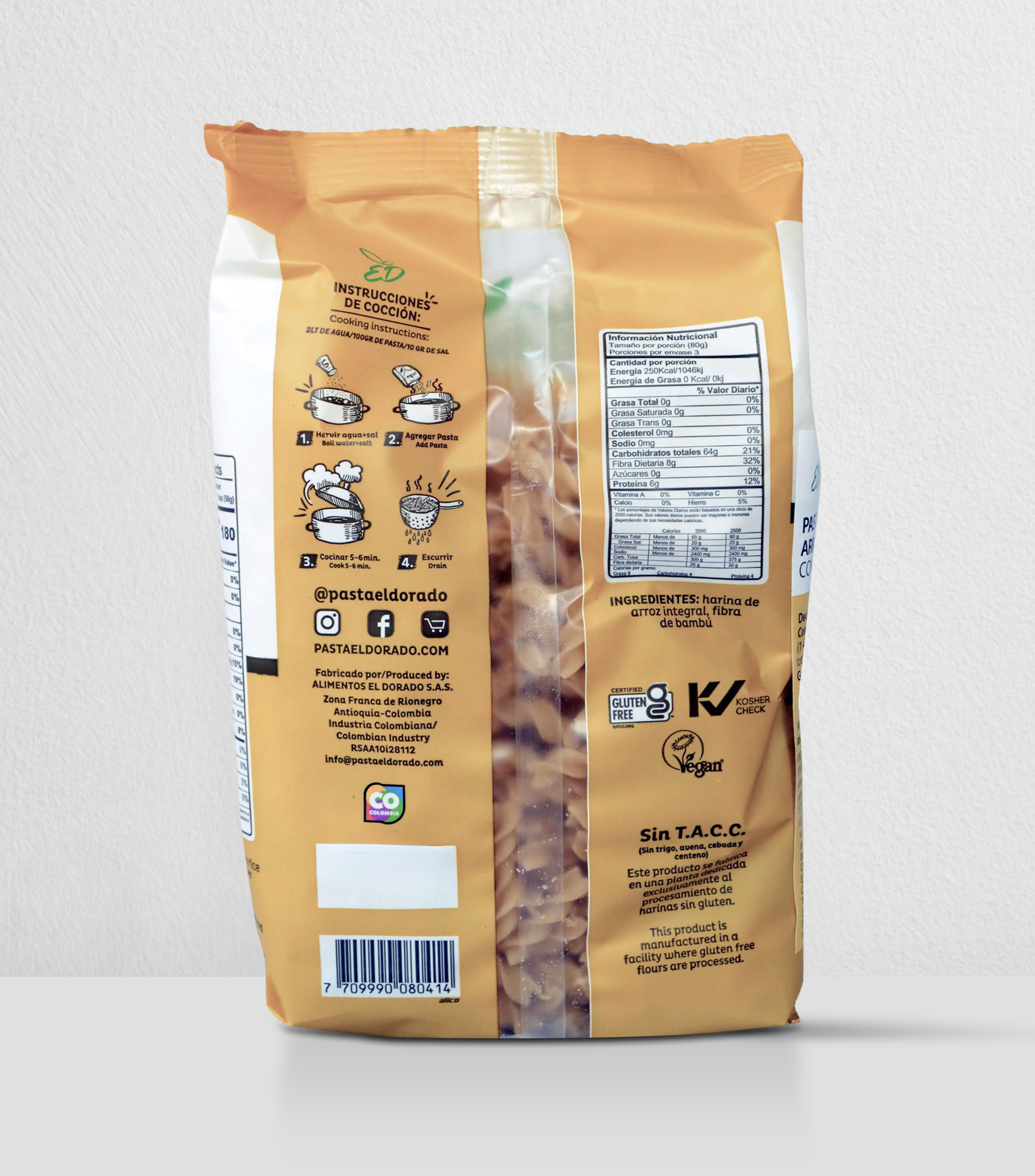 Fusilli integral gluten free, 250 g