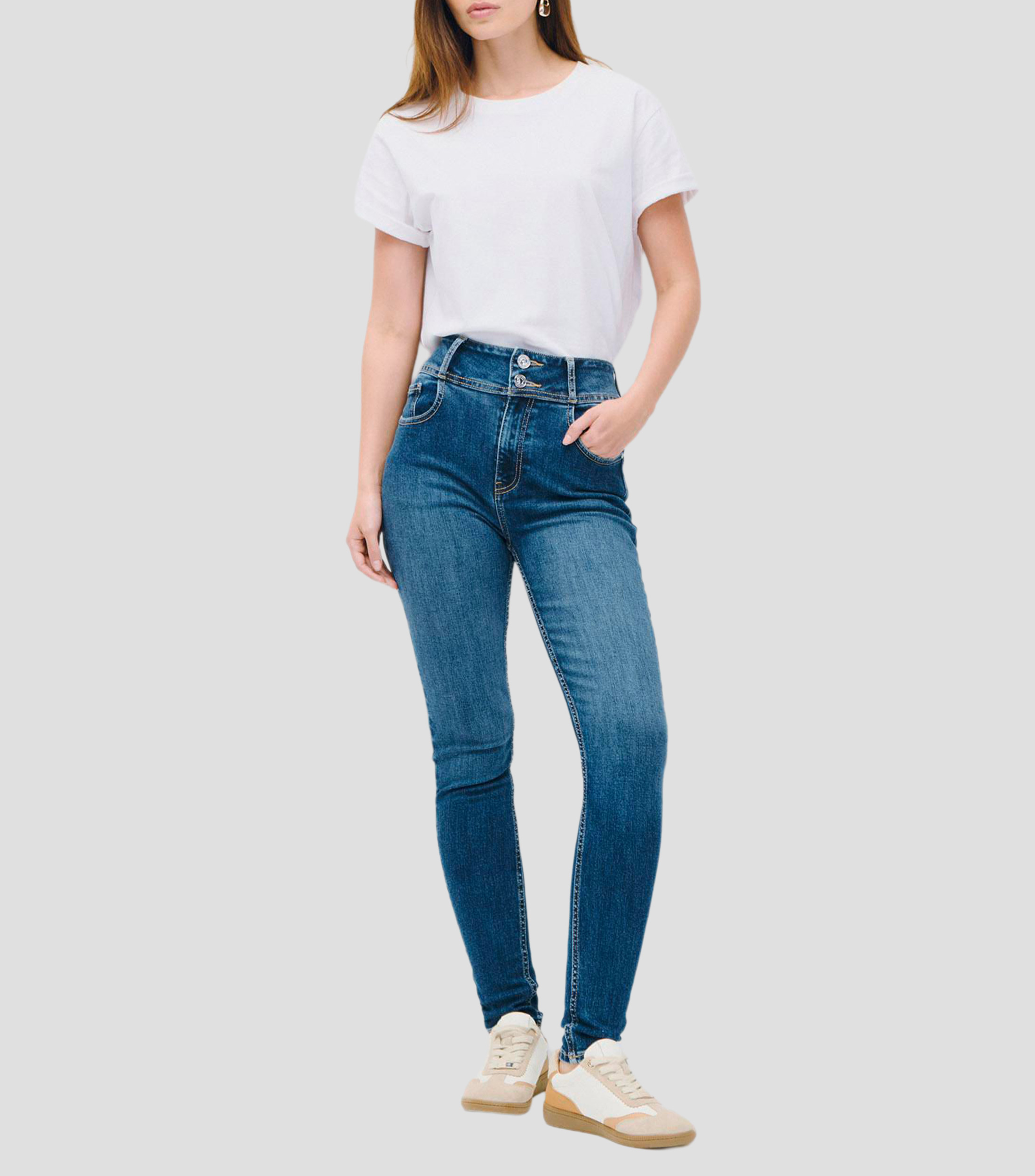 Jeans Skinny Tiro Alto Mujer