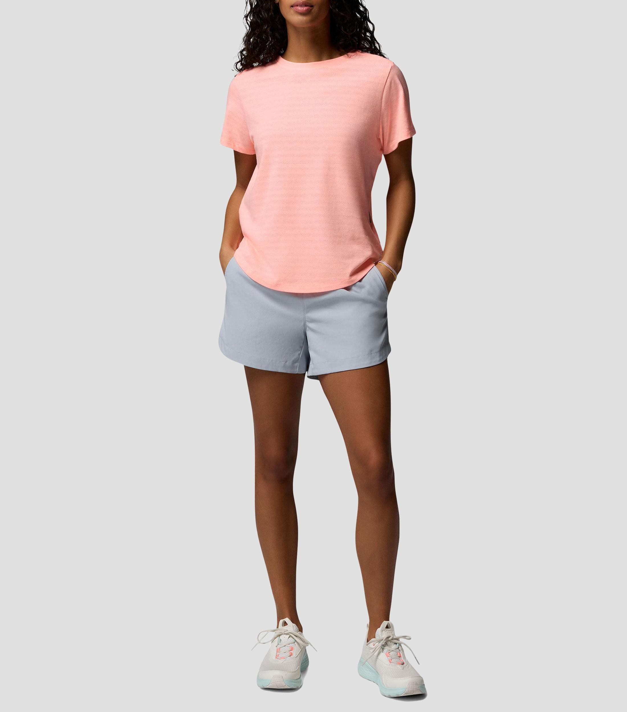 Playera para senderismo cuello redondo manga corta lisa PFG Freezer Mujer