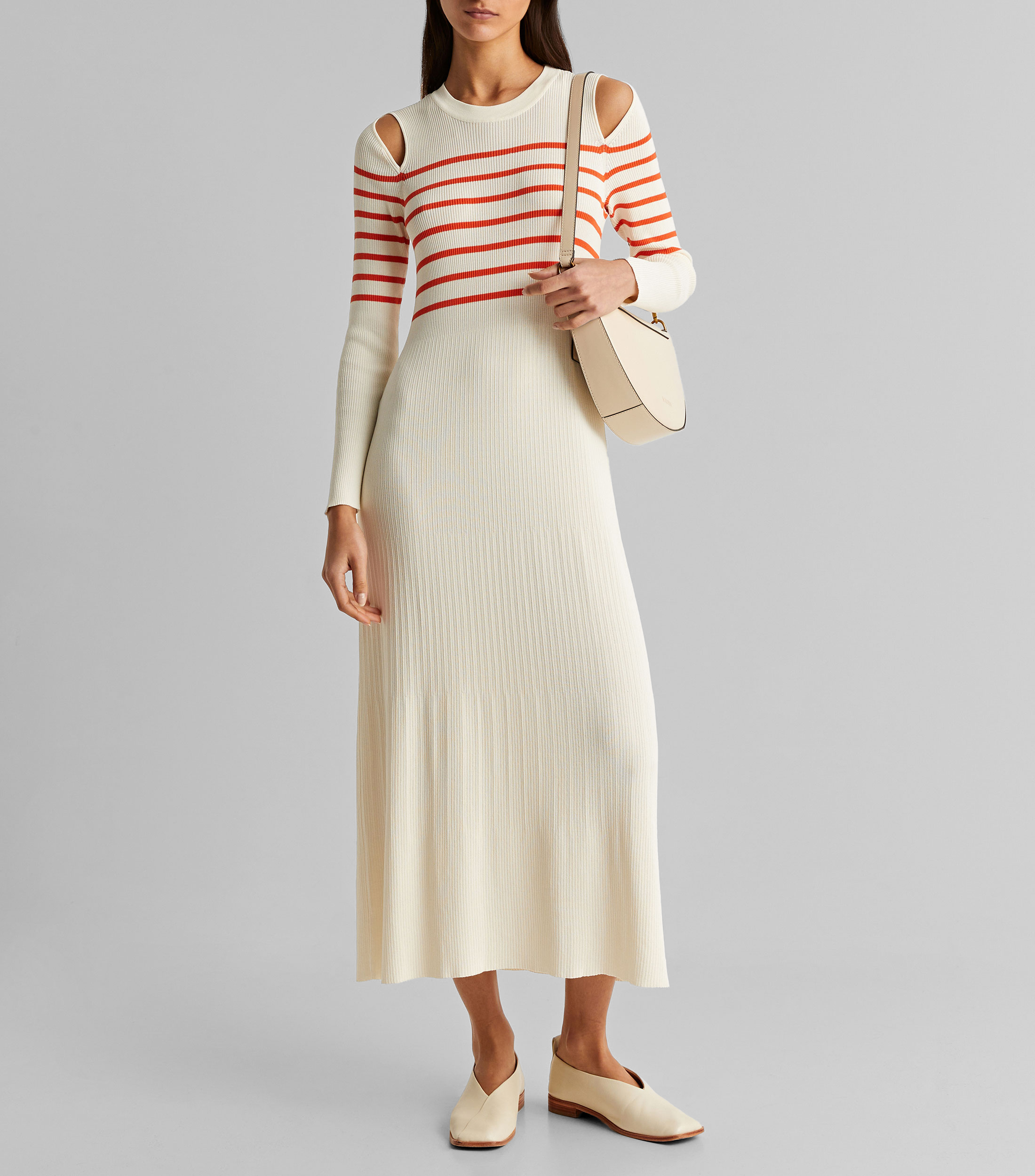 Scalpers: Vestido largo con rayas de manga larga Mujer El