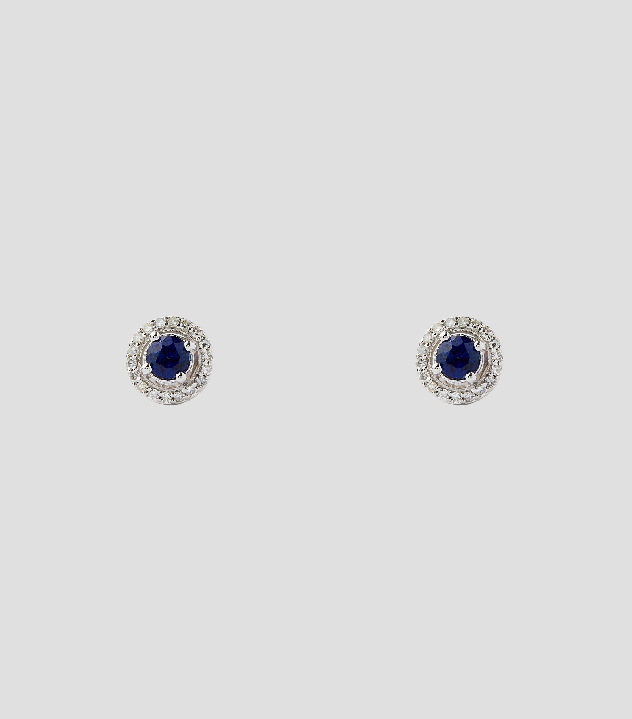 Aretes en Oro blanco de 14 Kilates con brillante y zafiro Mujer