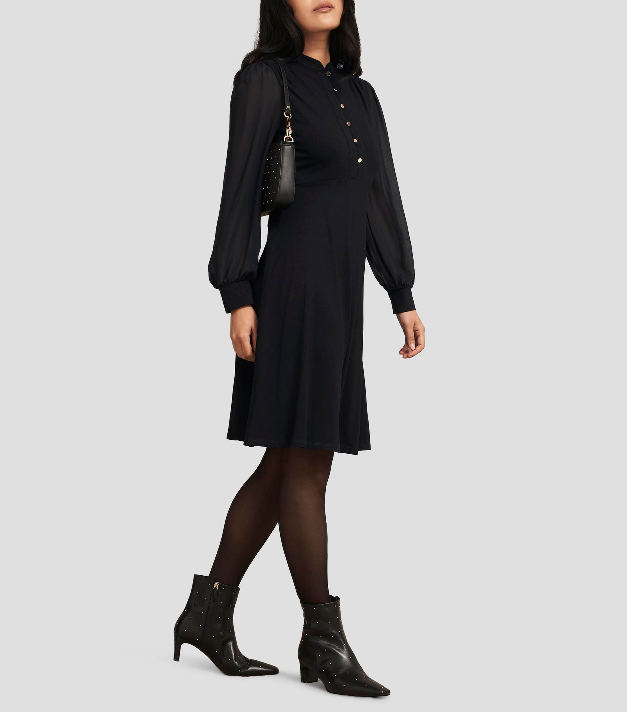 Vestido midi manga larga liso Liberty Mujer