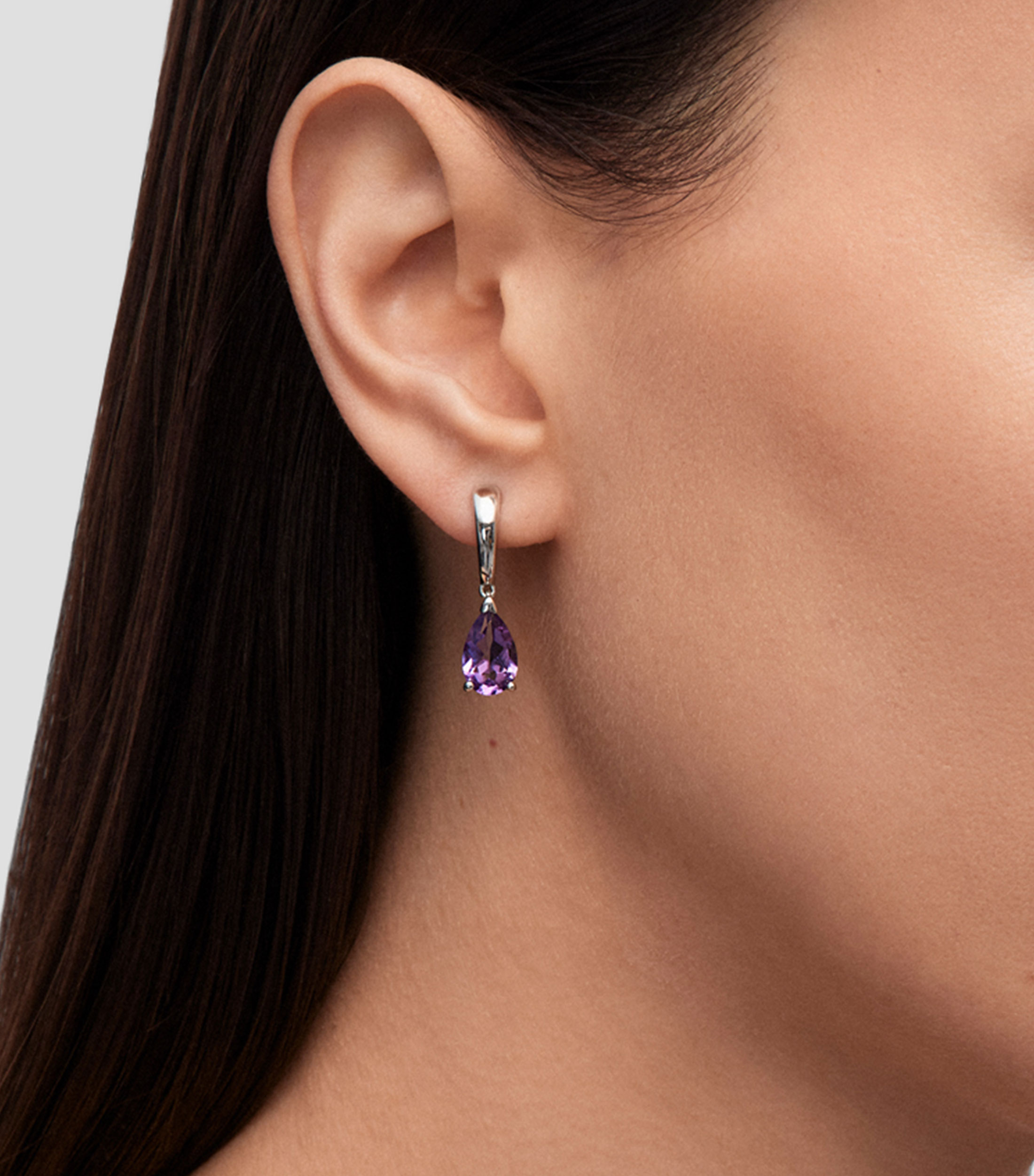 Pendientes en plata .925 con amatista Mujer