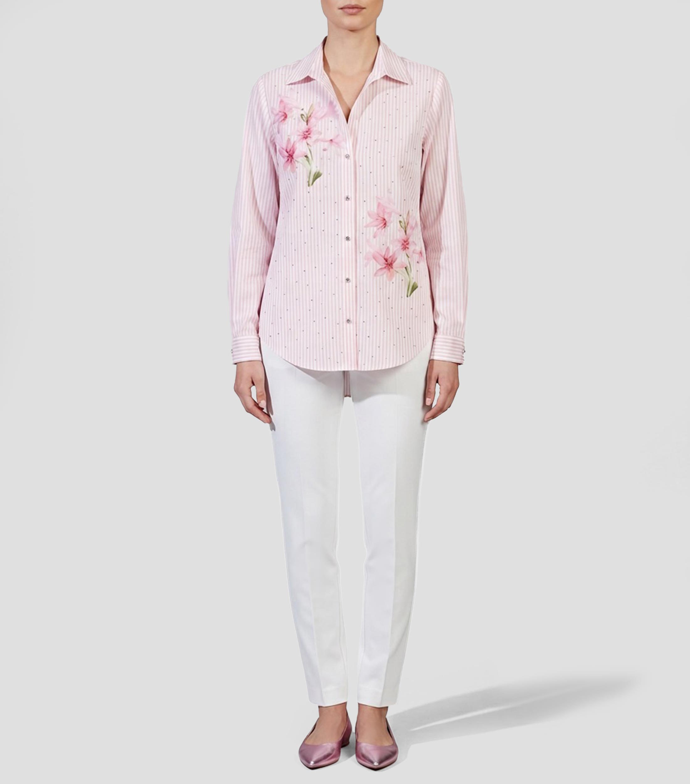 Camisa rayas manga larga Mujer