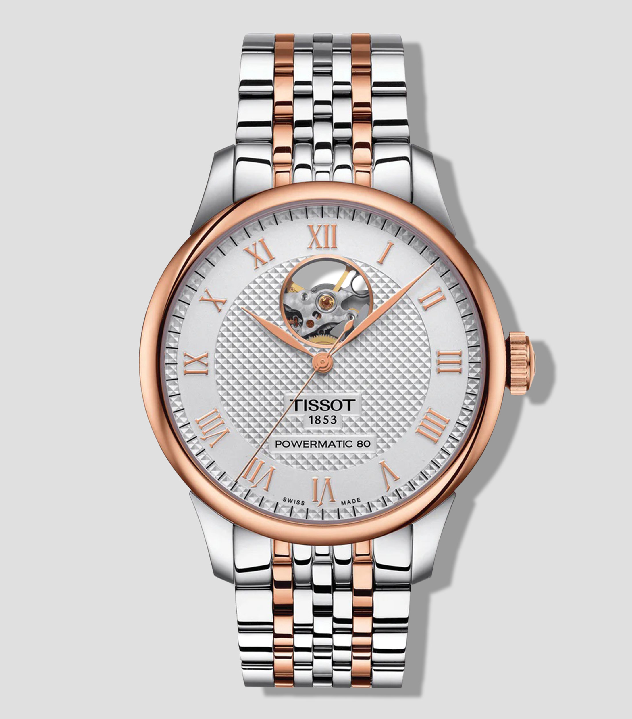 Reloj para hombre Le Locle Open Heart Two casual Plateado, Recubrimiento en Oro Rosa