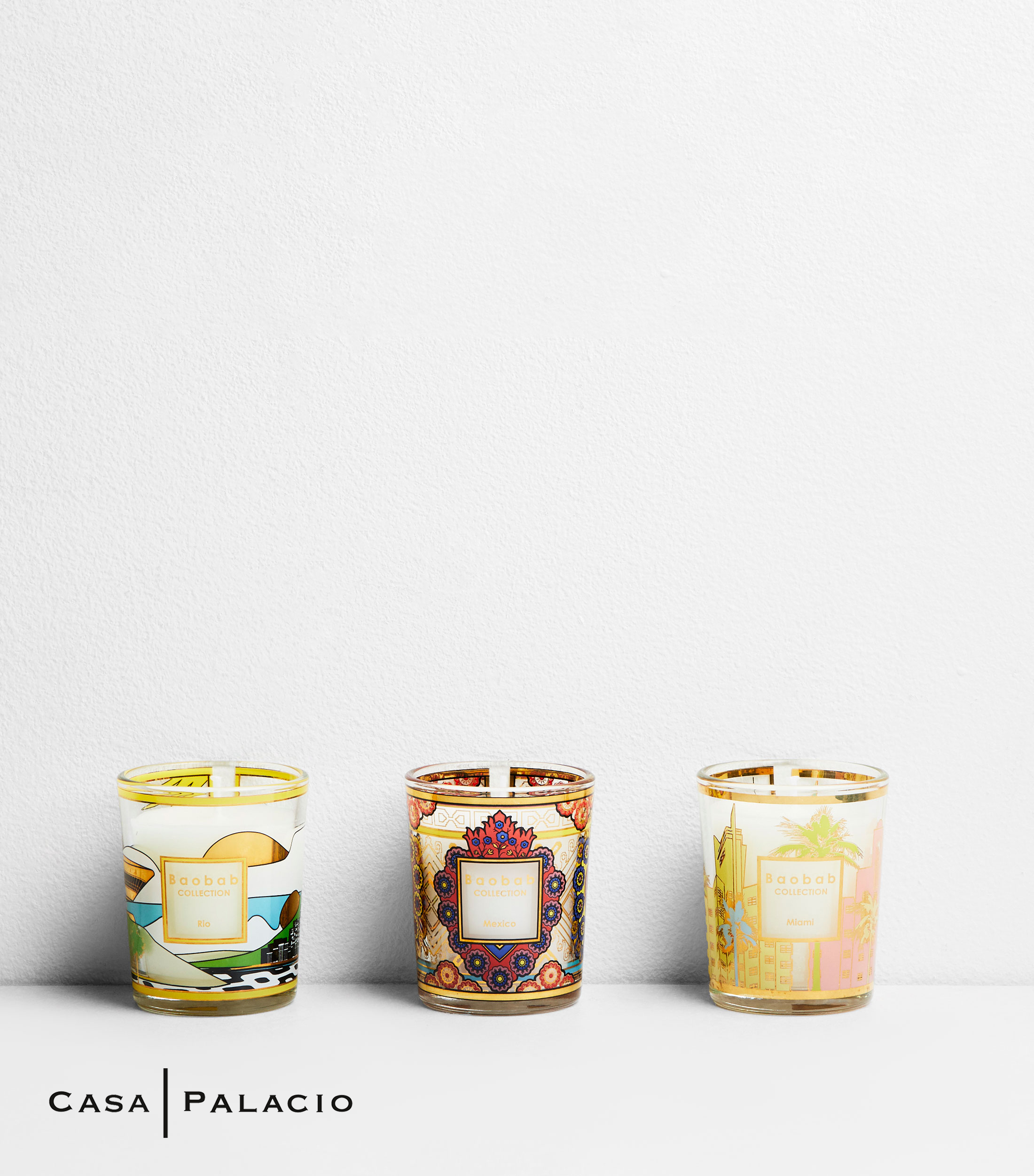 Set 3 Velas Aromáticas Rio - México - Miami