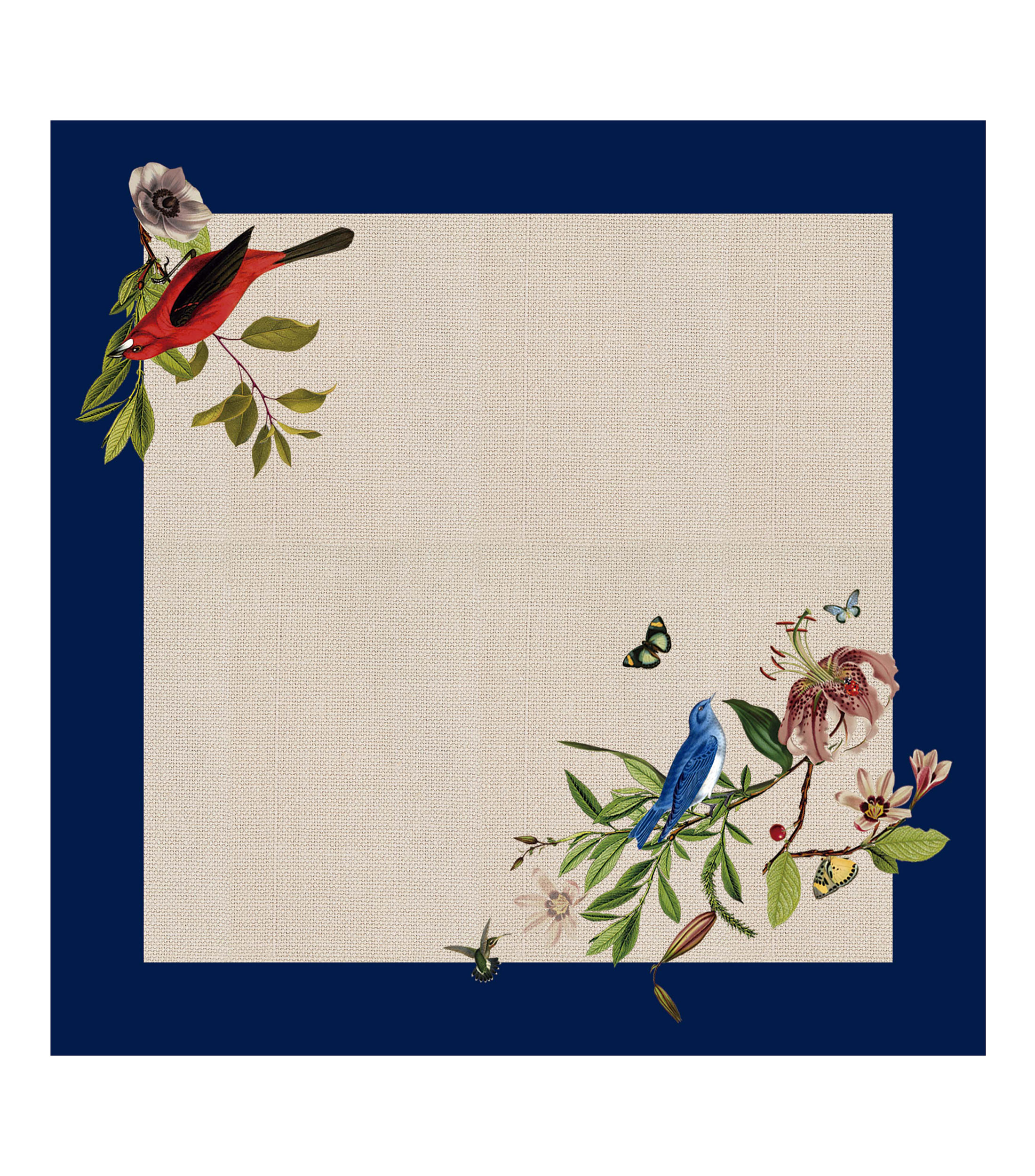 Servilleta Wild Birds arena y azul marino con aves