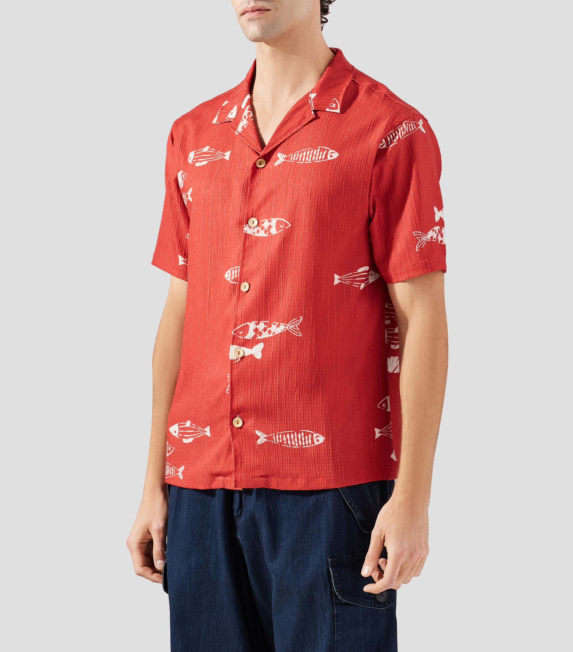 Camisa Hawaiana estampada manga corta Hombre